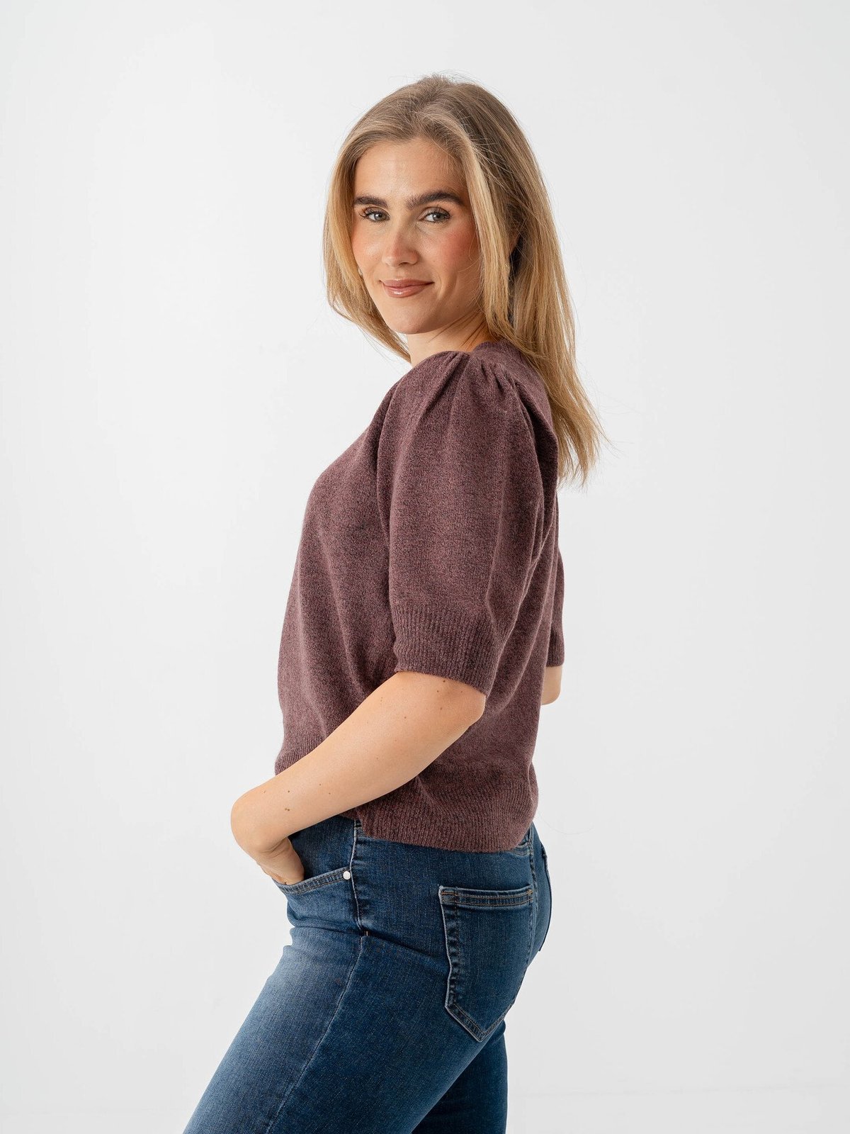 Only Rica Life 2/4 Pullover Knit Rose Brown w. Melange