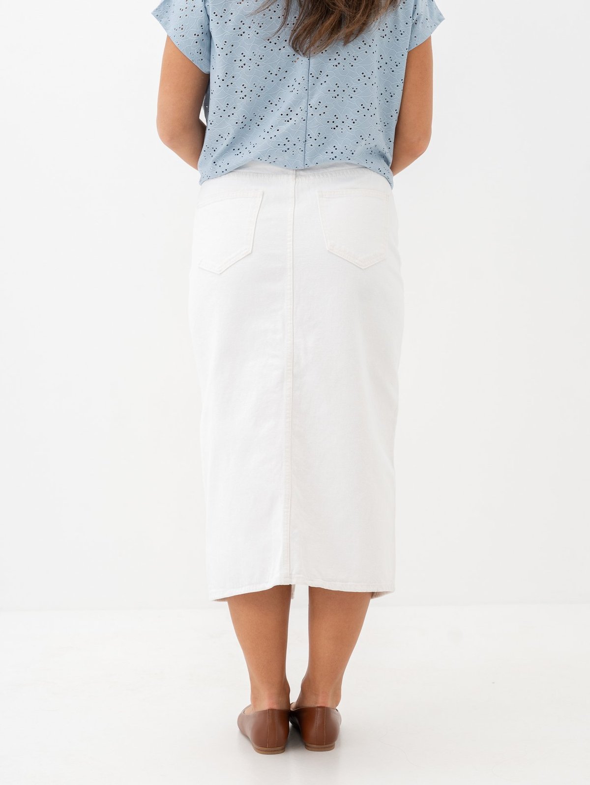 Only Bianca Midi Skirt Denim White