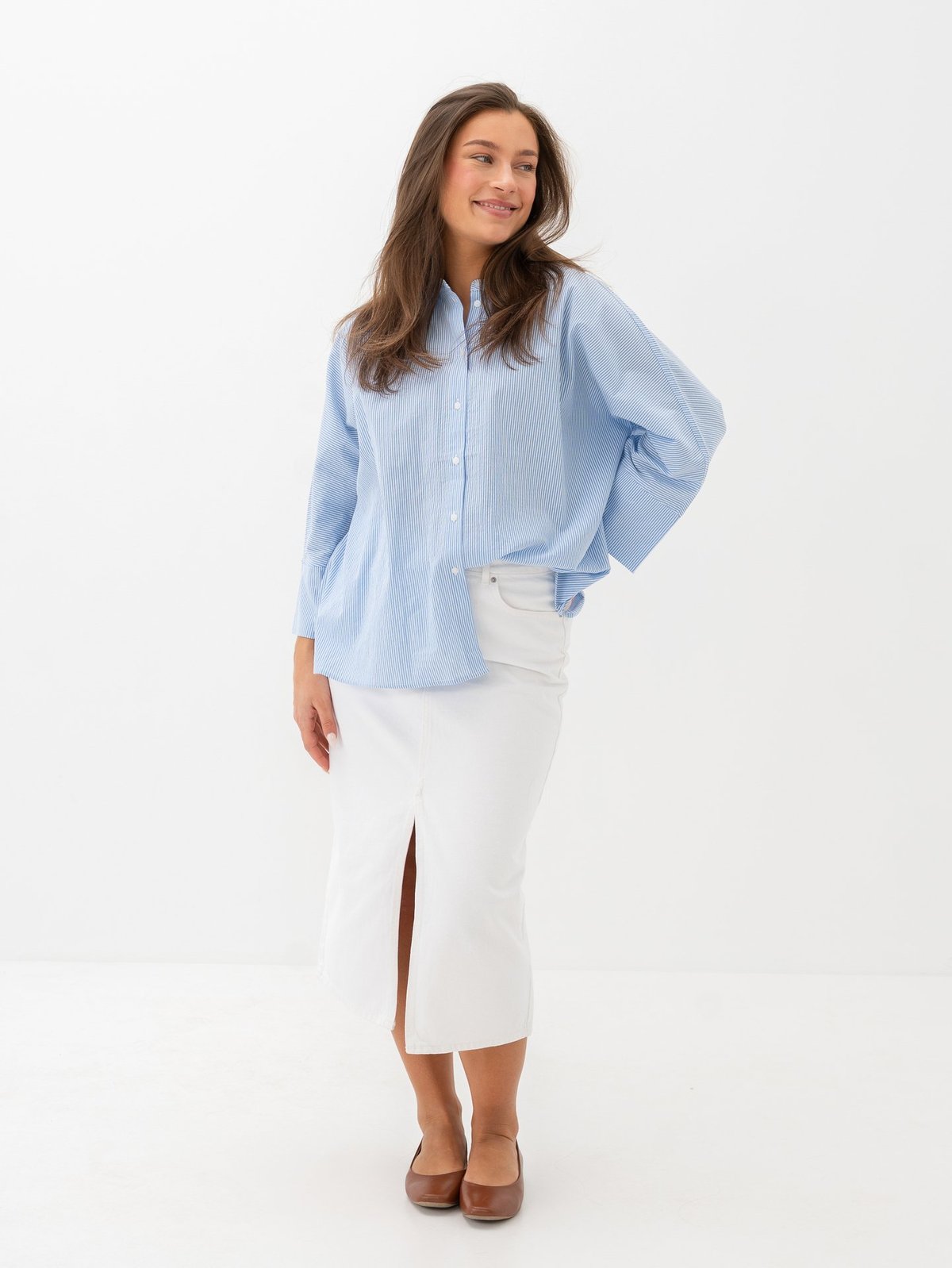 Only Bianca Midi Skirt Denim White