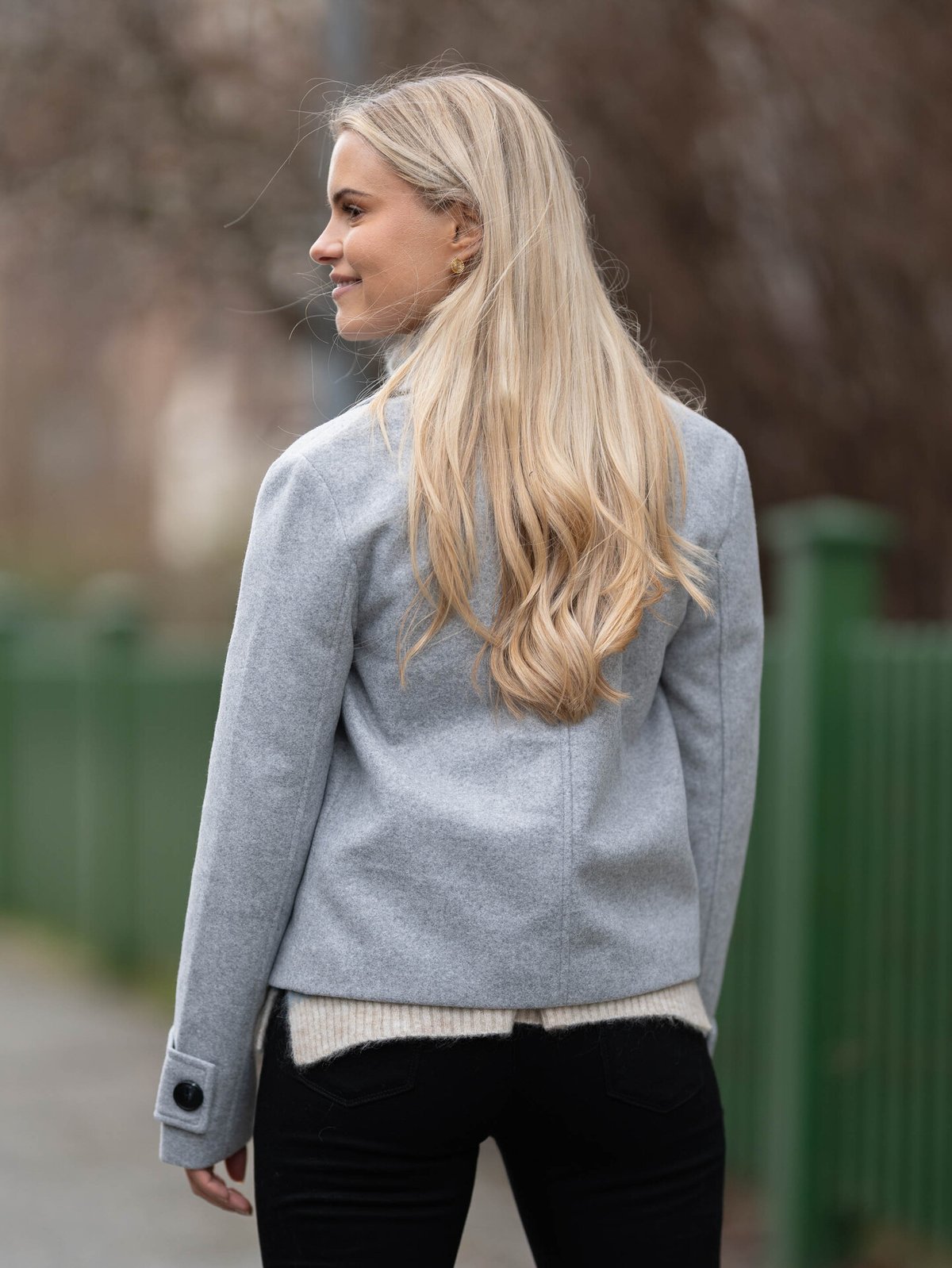 Only Freja Life Short DB Jacket Light Grey Melange