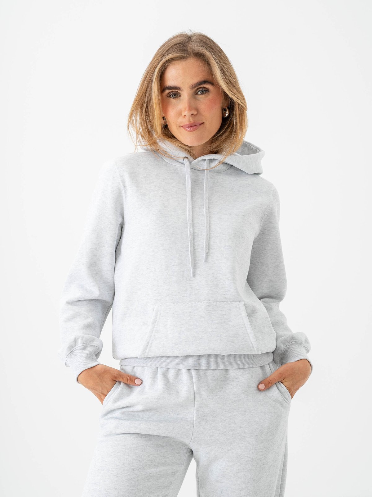 Only Daze Long Sleeve Hood Sweat Light Grey Melange