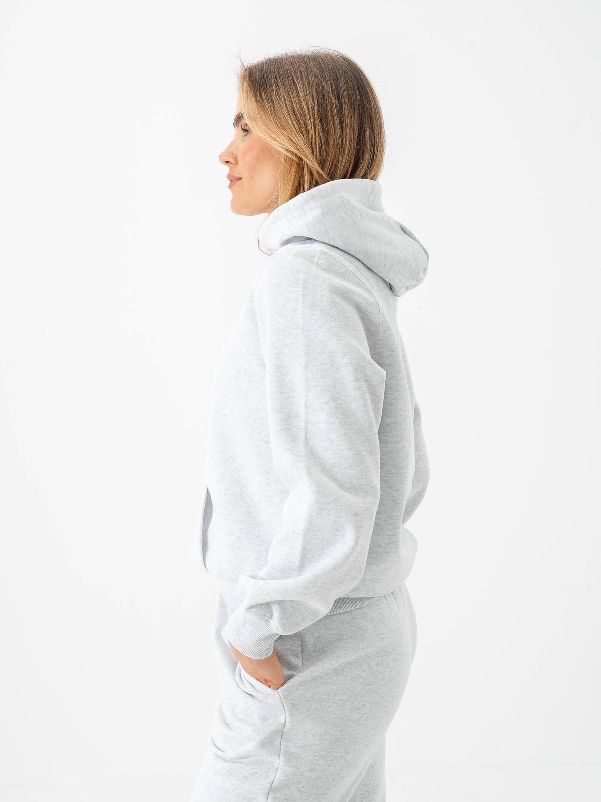 Only Daze Long Sleeve Hood Sweat Light Grey Melange
