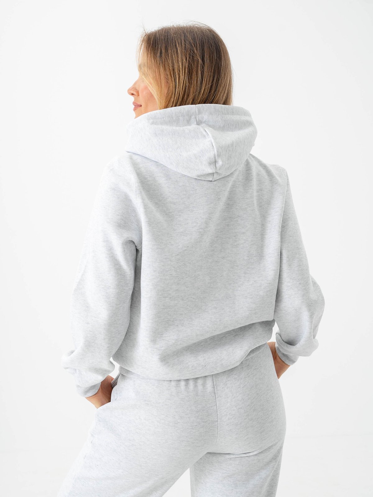 Only Daze Long Sleeve Hood Sweat Light Grey Melange
