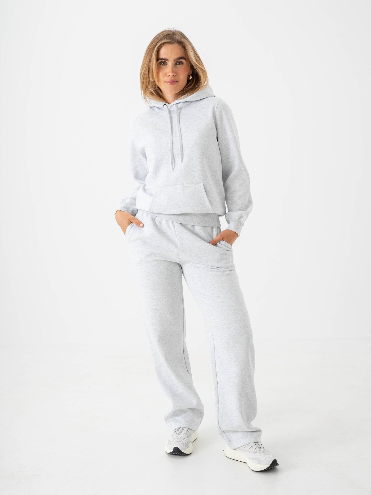 Only Daze Long Sleeve Hood Sweat Light Grey Melange