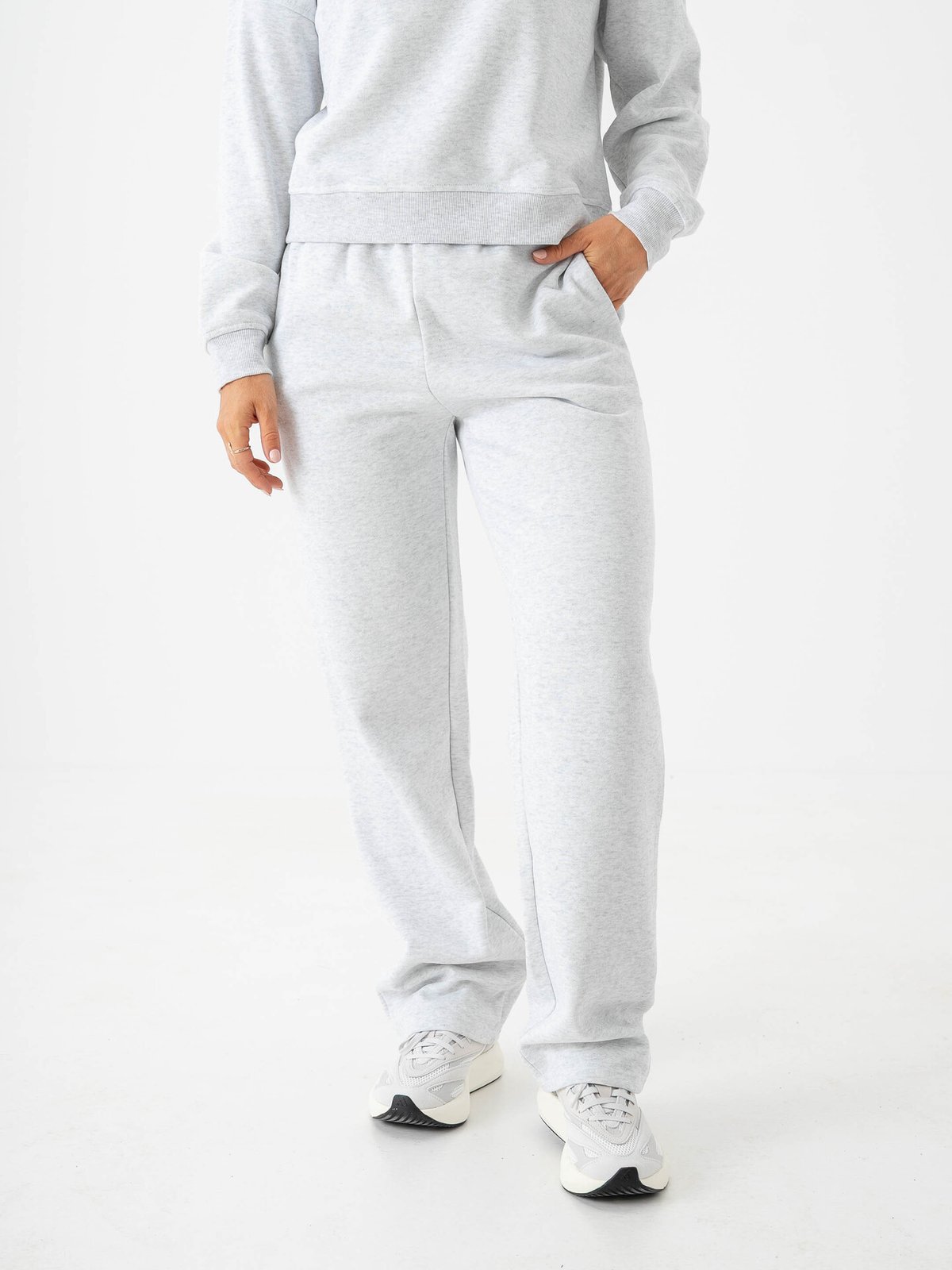 Only Daze Straight Pants Sweat Light Grey Melange