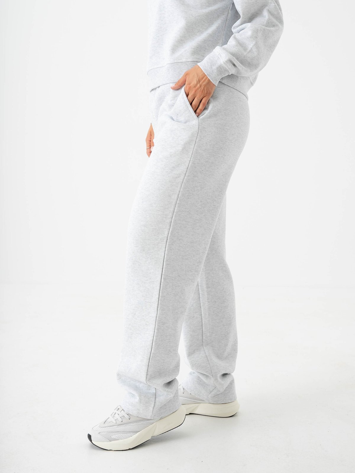 Only Daze Straight Pants Sweat Light Grey Melange