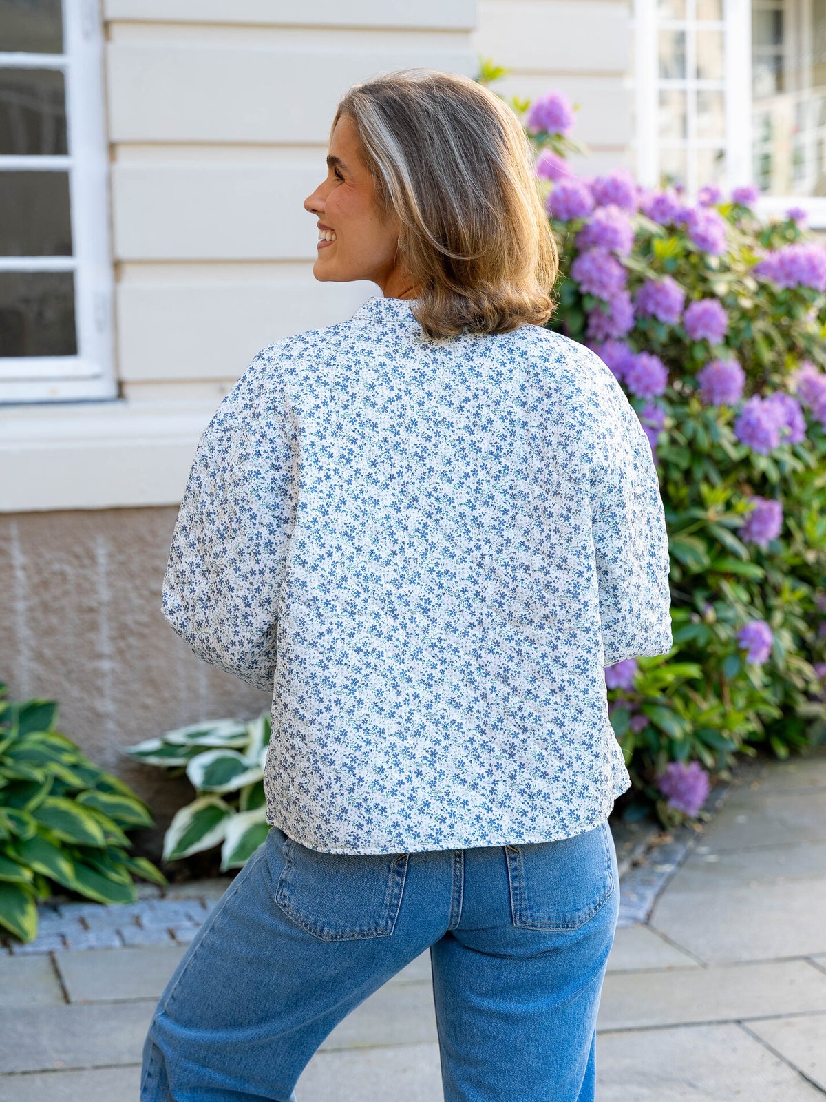 Only Hallie Quilted Jacket Cloud Dancer / Blue Ditsy
