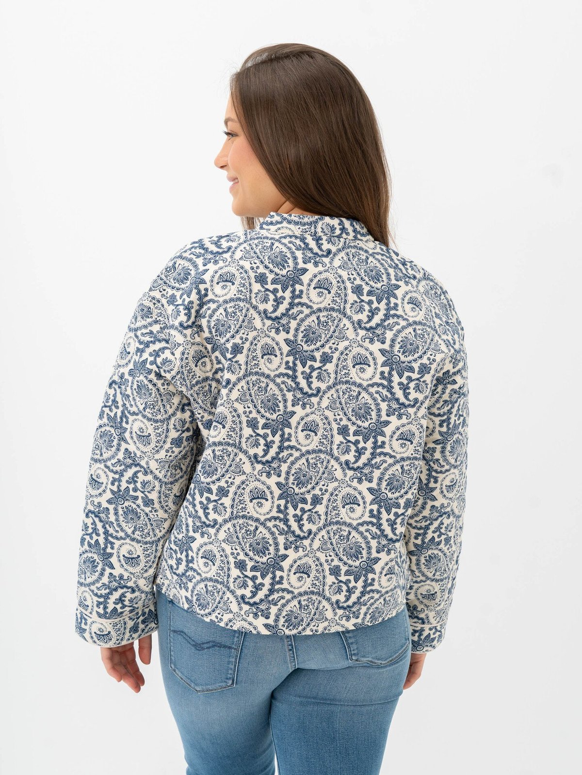 Only Hallie Quilted Jacket Cloud Dancer Blue Tile Print
