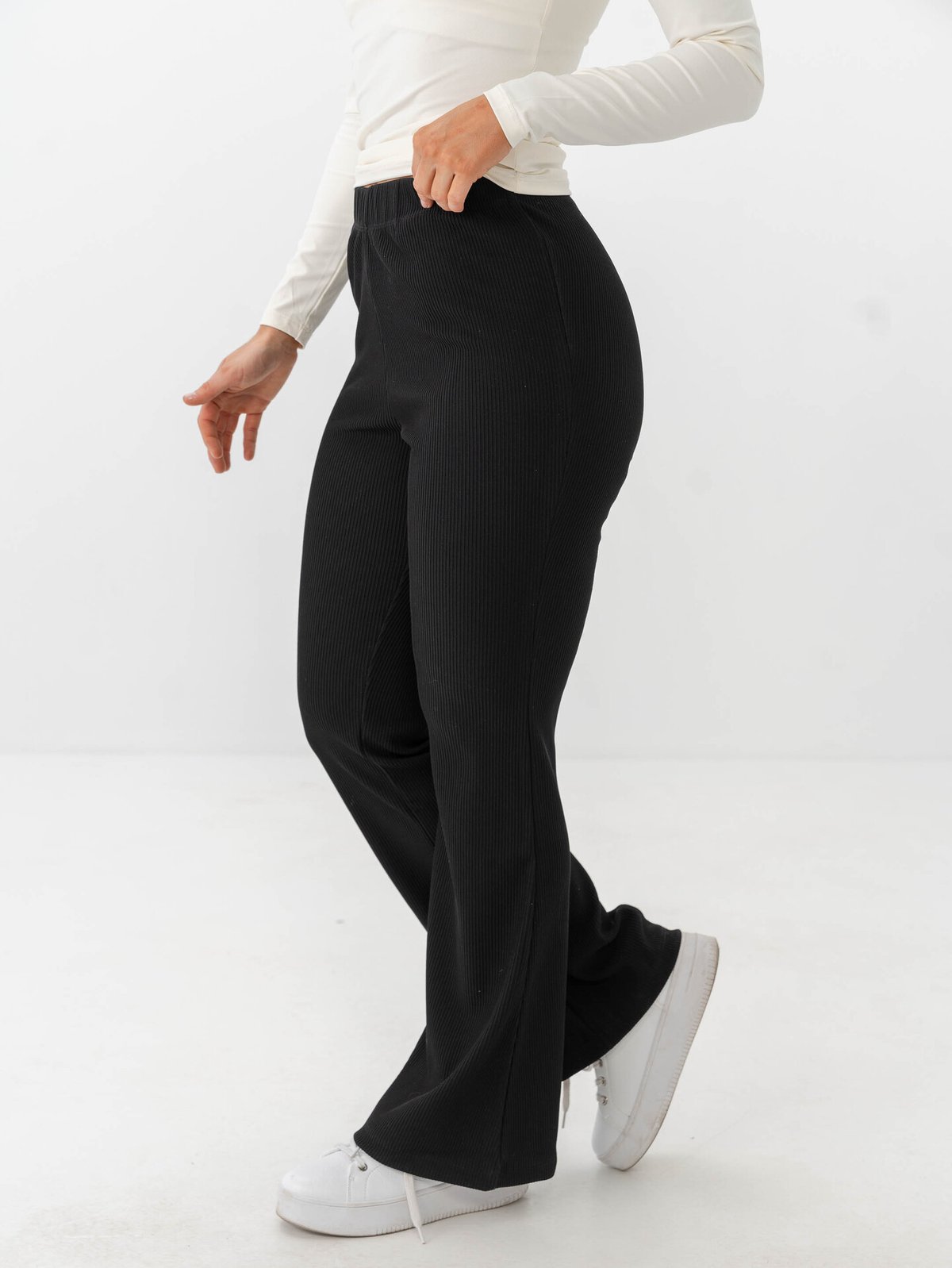 Only Fever Rib Flared Pants Black