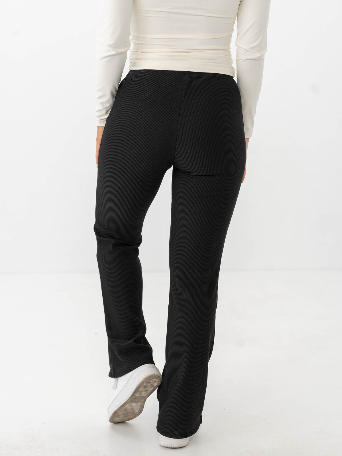 Only Fever Rib Flared Pants Black