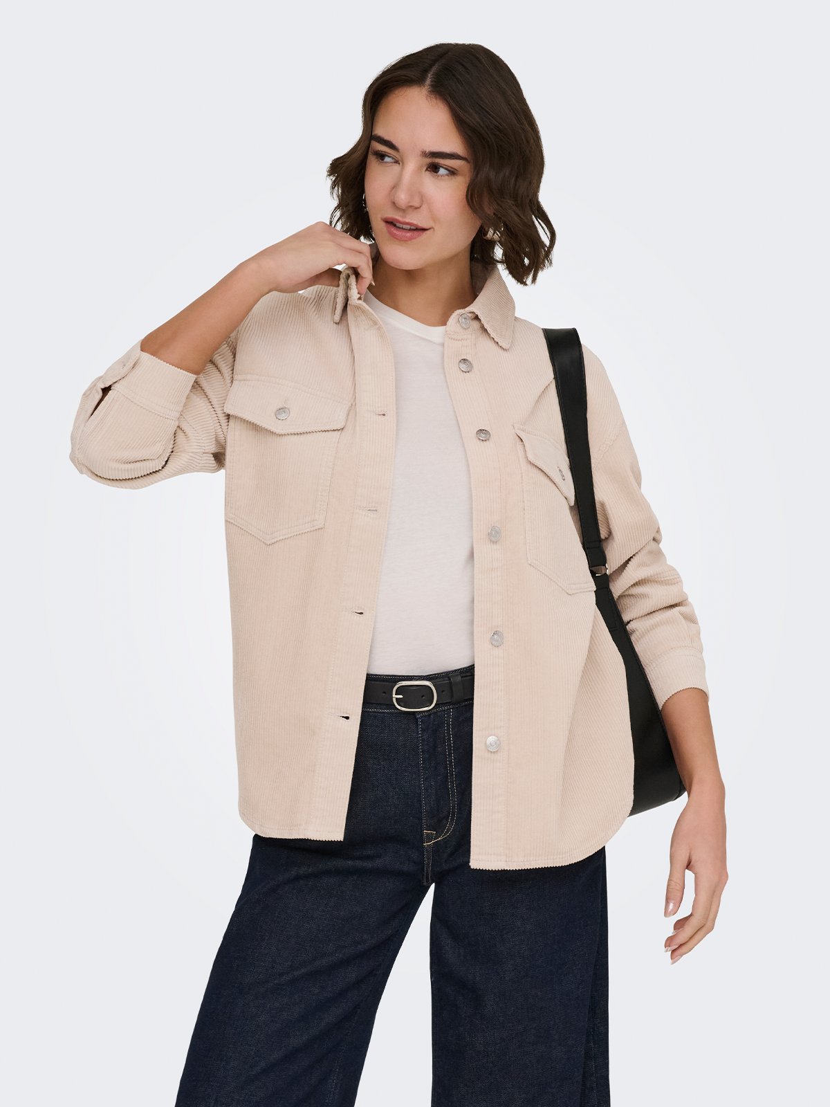 Only Tiggy Long Sleeve Cord Shacket Silver Lining