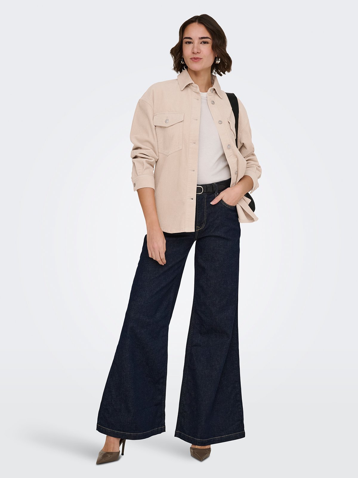 Only Tiggy Long Sleeve Cord Shacket Silver Lining