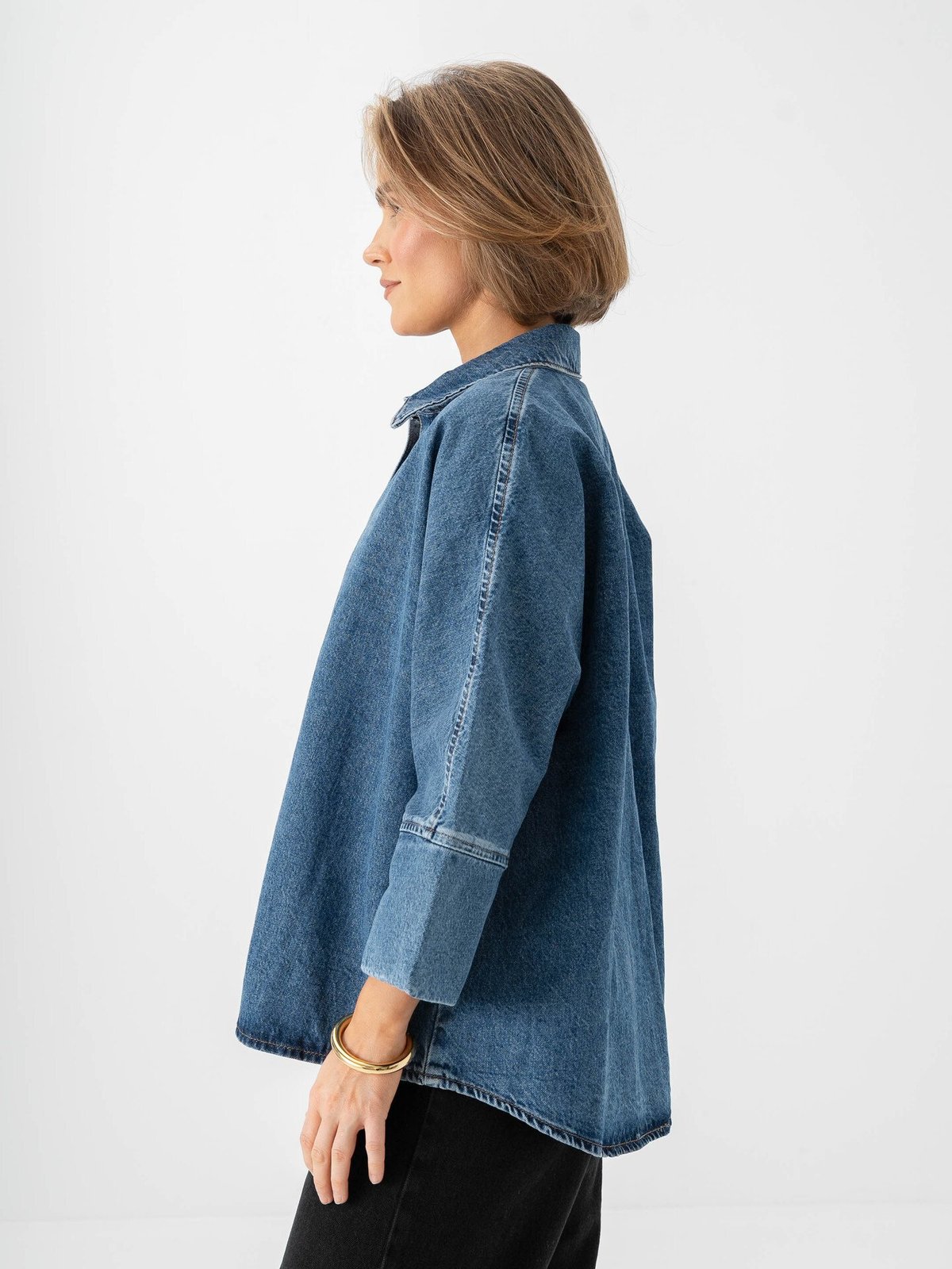 Only Grace 3/4 Denim Shirt Medium Blue Denim