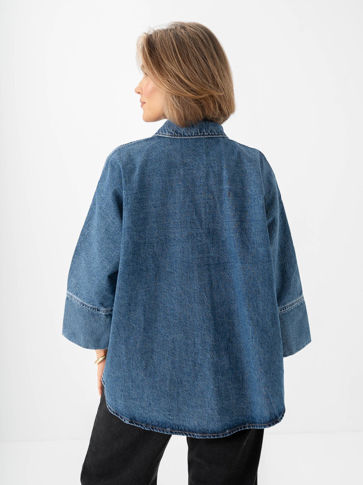 Only Grace 3/4 Denim Shirt Medium Blue Denim