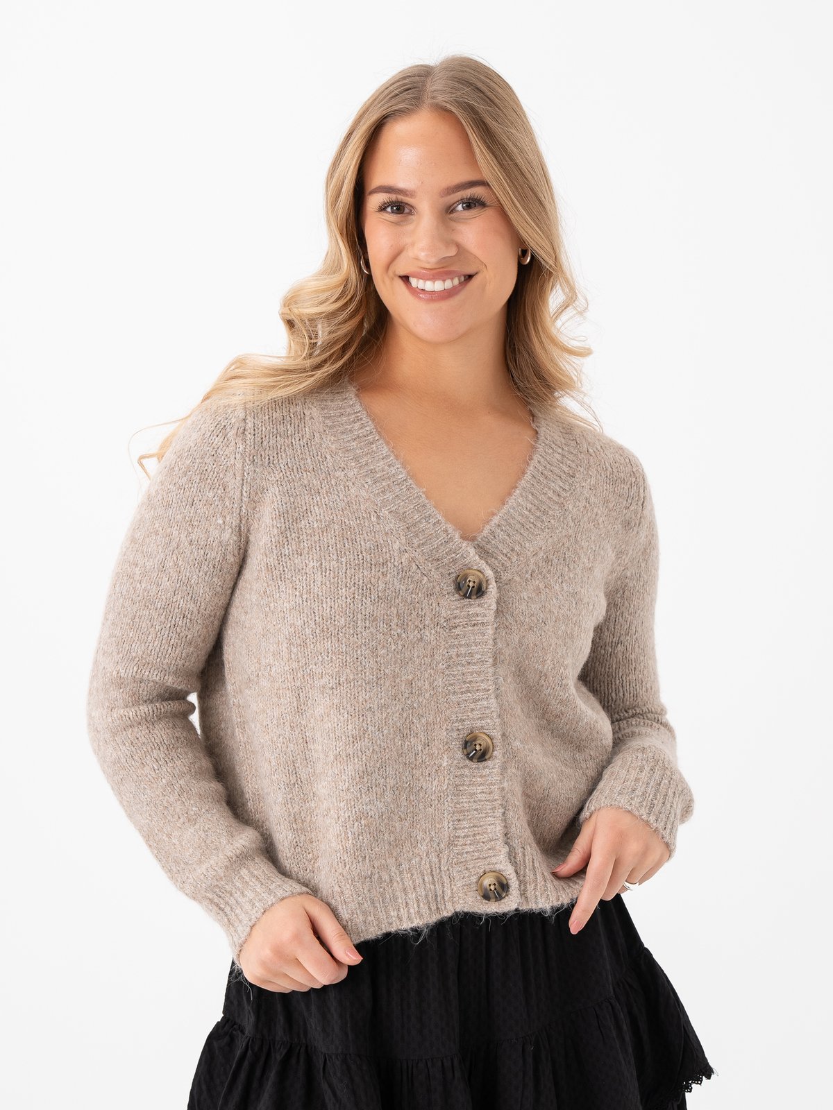 Only Zoey Long Sleeve Regular Cardigan Knit Woodsmoke Melange