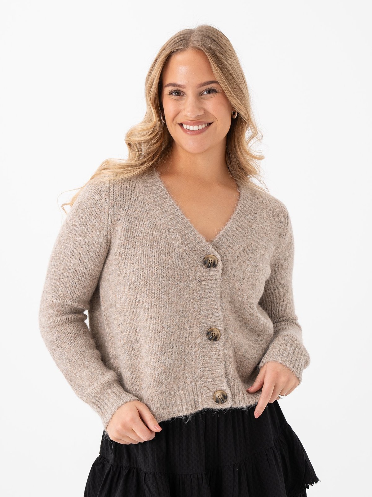 Only Zoey Long Sleeve Regular Cardigan Knit Woodsmoke Melange