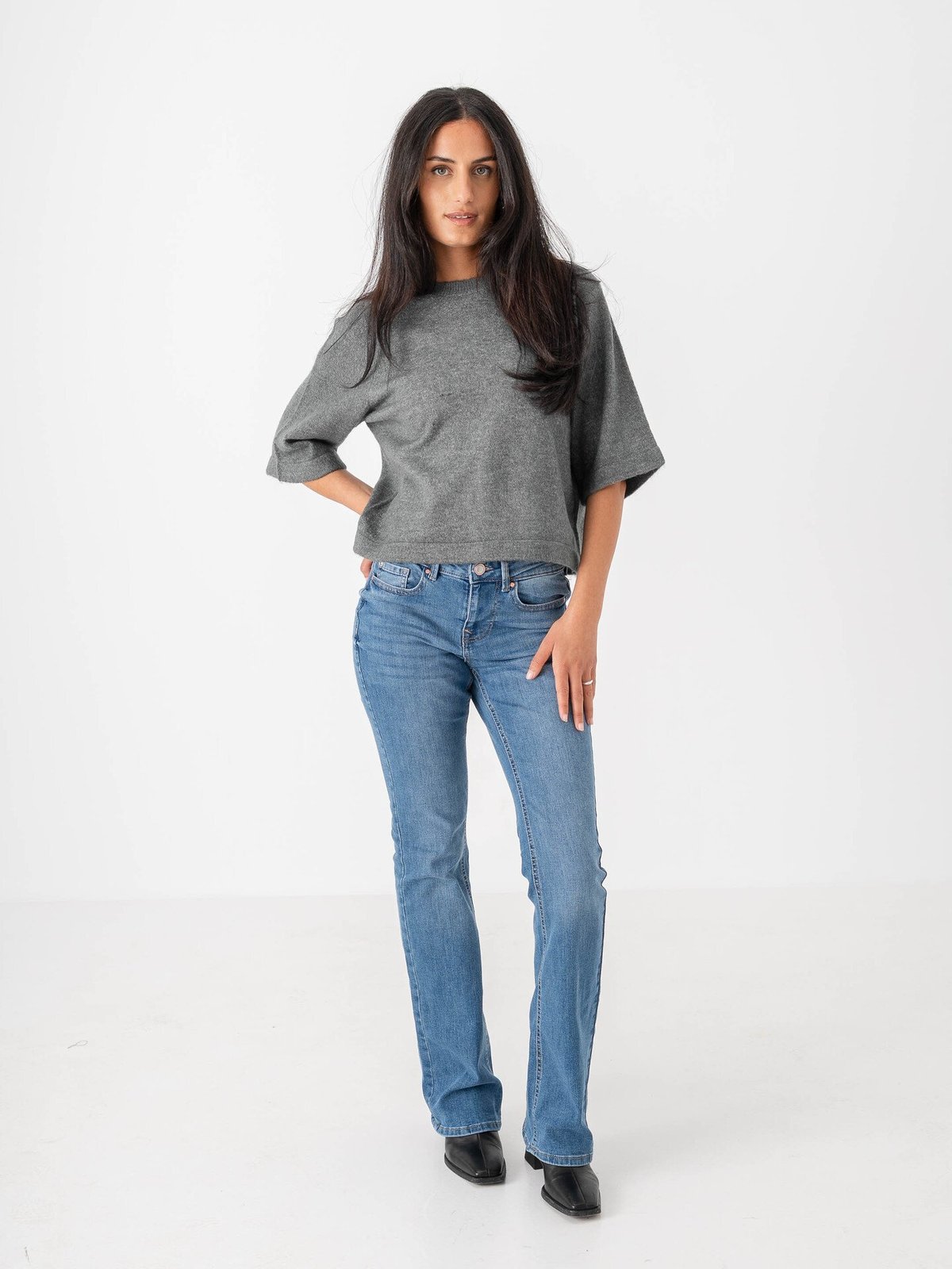 Only Simoni 3/4 Pullover Knit Grå