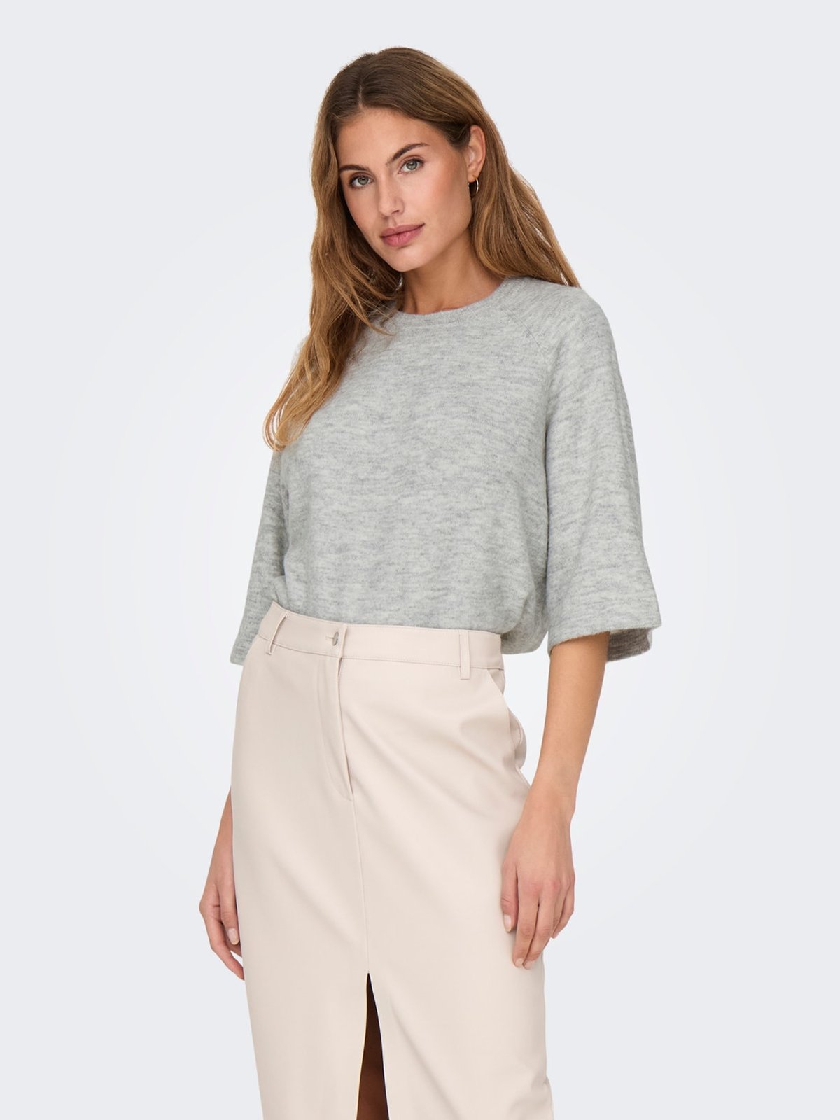 Only Simoni 3/4 Pullover Knit Light Grey Melange