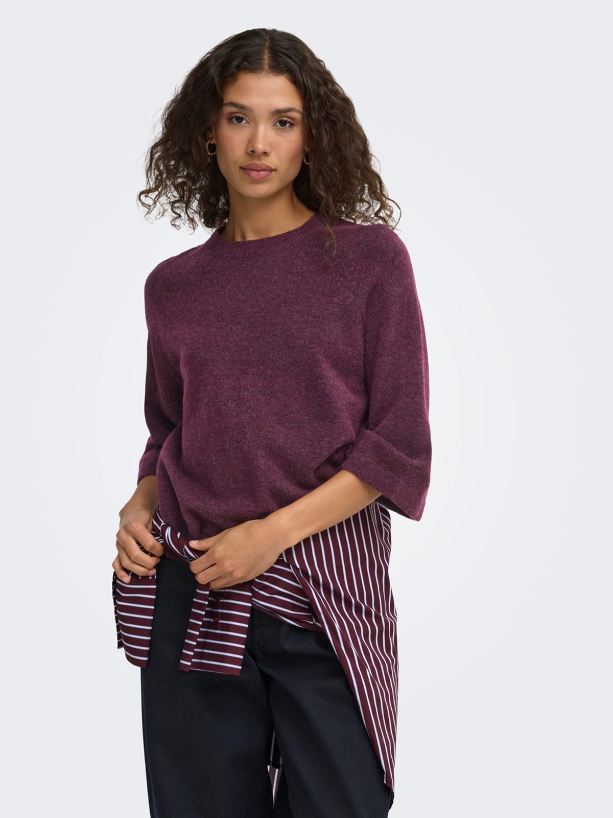Only Simoni 3/4 Pullover Knit Mauve Wine