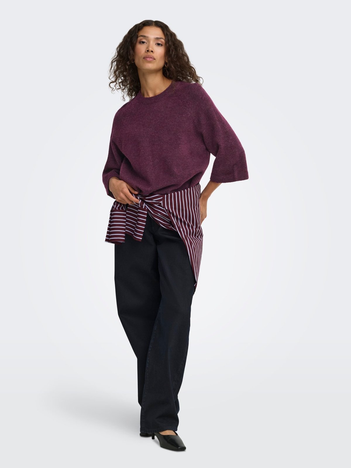 Only Simoni 3/4 Pullover Knit Mauve Wine