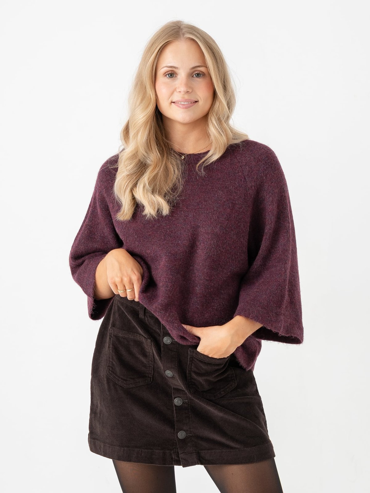 Only Simoni 3/4 Pullover Knit Mauve Wine
