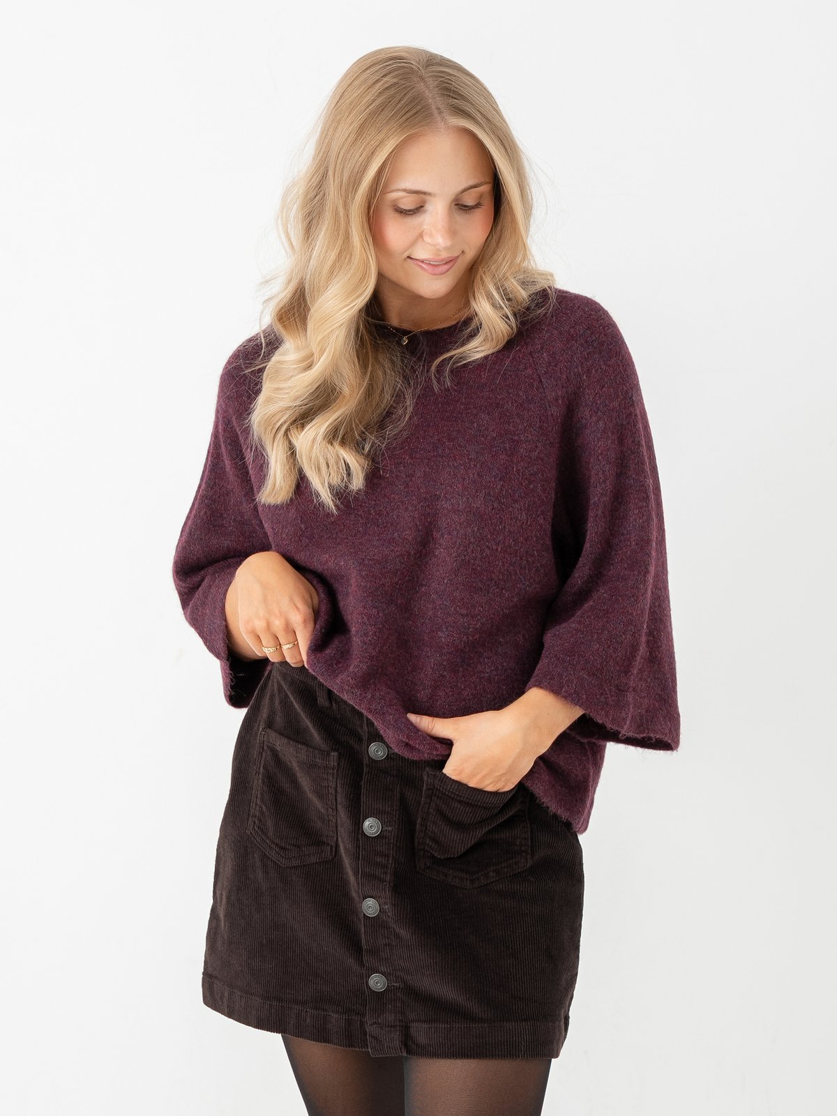 Only Simoni 3/4 Pullover Knit Mauve Wine
