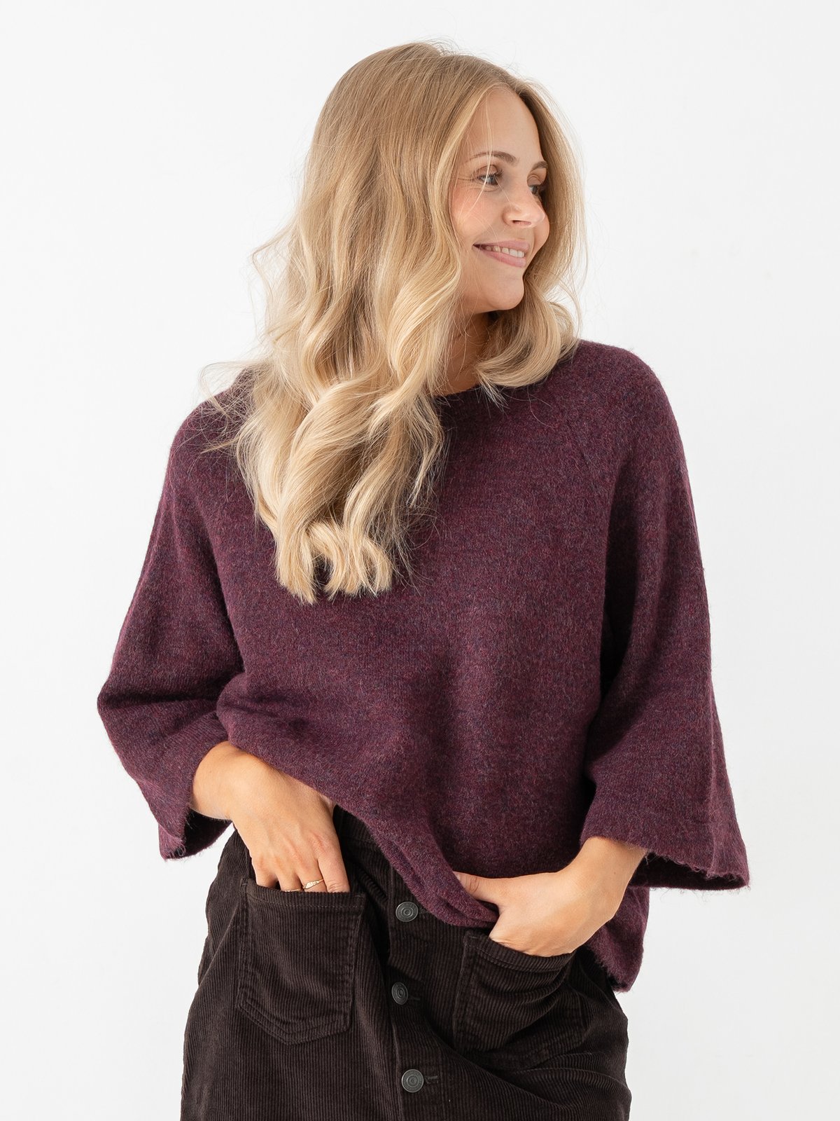 Only Simoni 3/4 Pullover Knit Mauve Wine