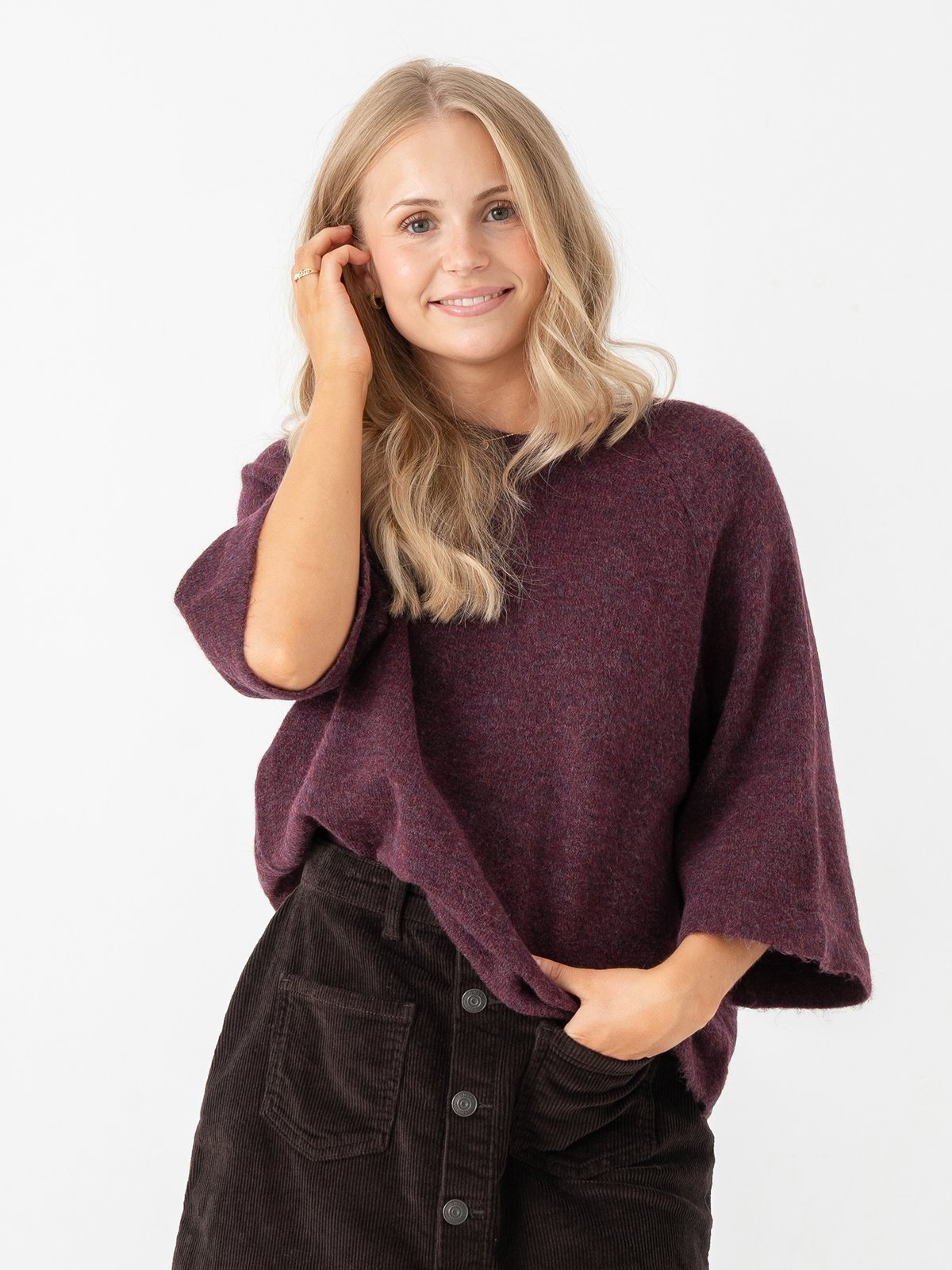 Only Simoni 3/4 Pullover Knit Mauve Wine