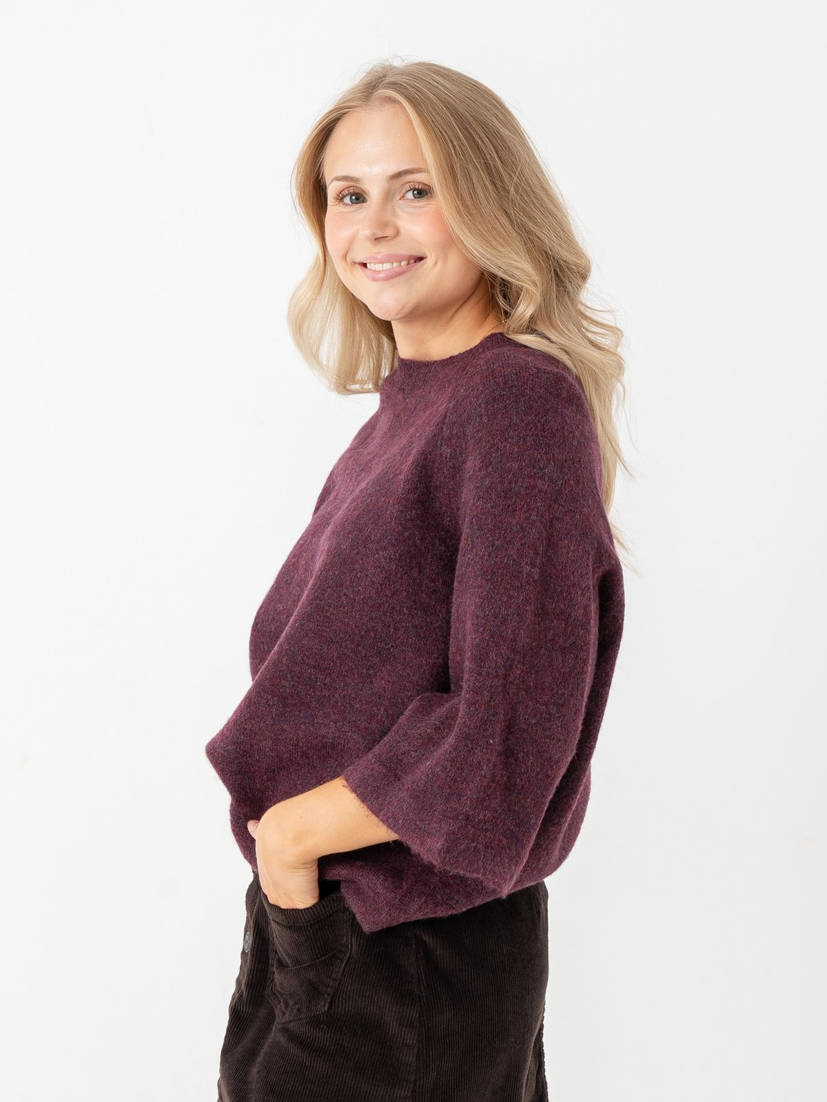 Only Simoni 3/4 Pullover Knit Mauve Wine