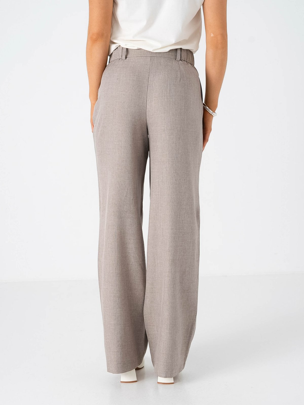 Only Linda High Waist Straight Mel Pants Fungi Melange