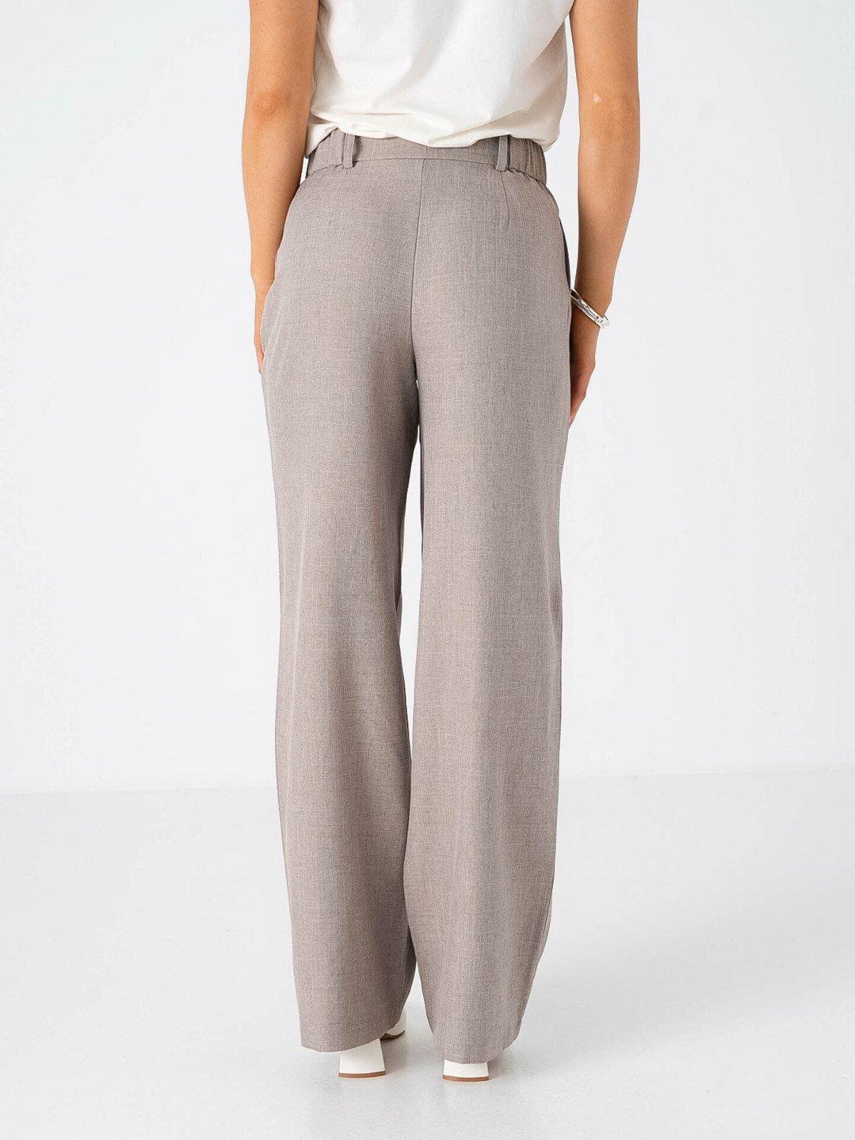 Only Linda High Waist Straight Mel Pants Fungi Melange