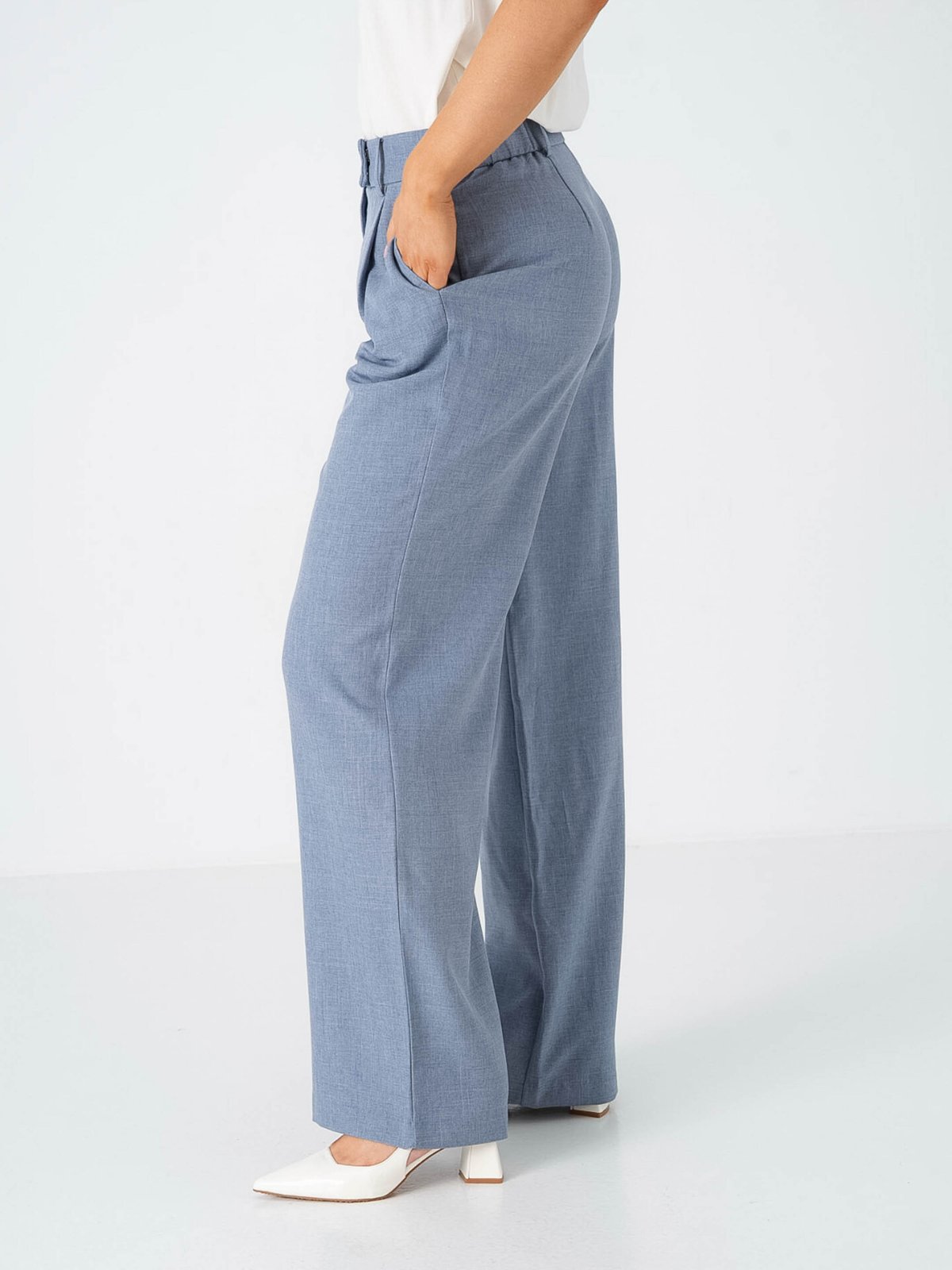 Only Linda High Waist Straight Mel Pants Vintage Indigo Melange