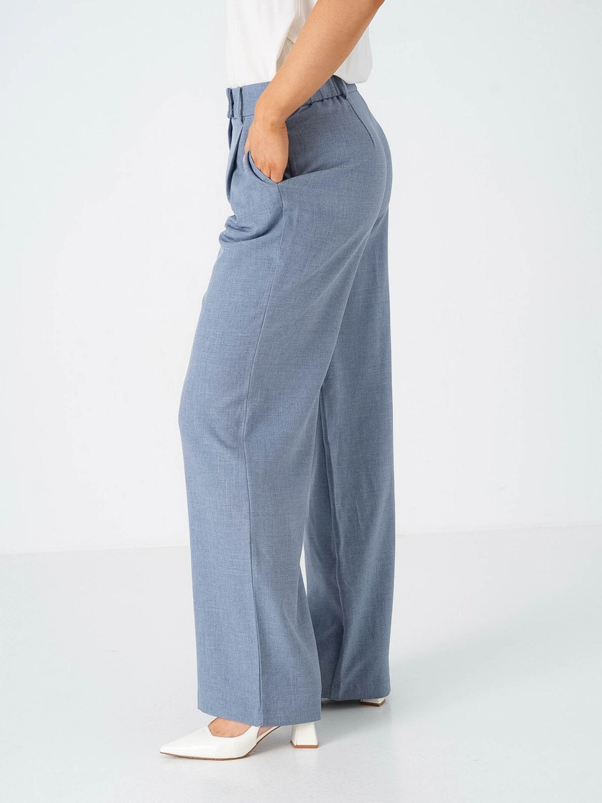 Only Linda High Waist Straight Mel Pants Vintage Indigo Melange