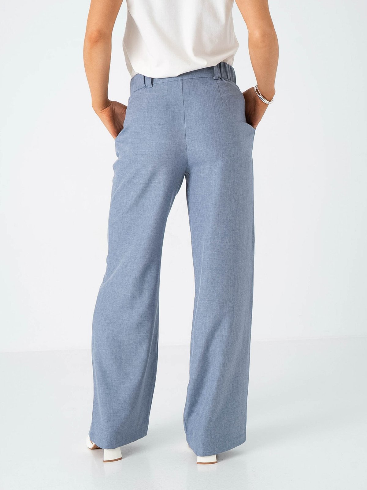 Only Linda High Waist Straight Mel Pants Vintage Indigo Melange