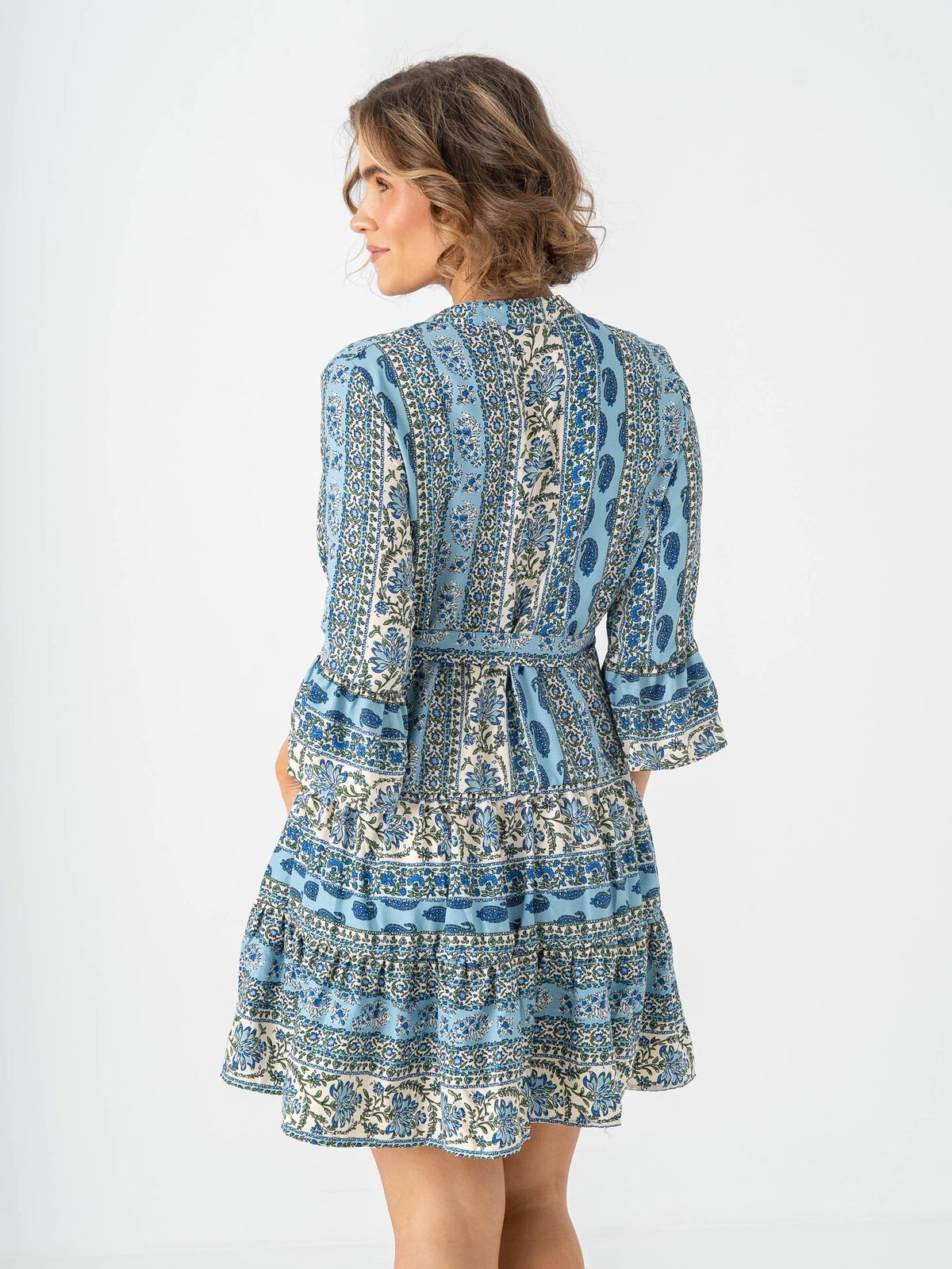 Only Sina Life 3/4 Short Dress Cloud Dancer Sina Paisley