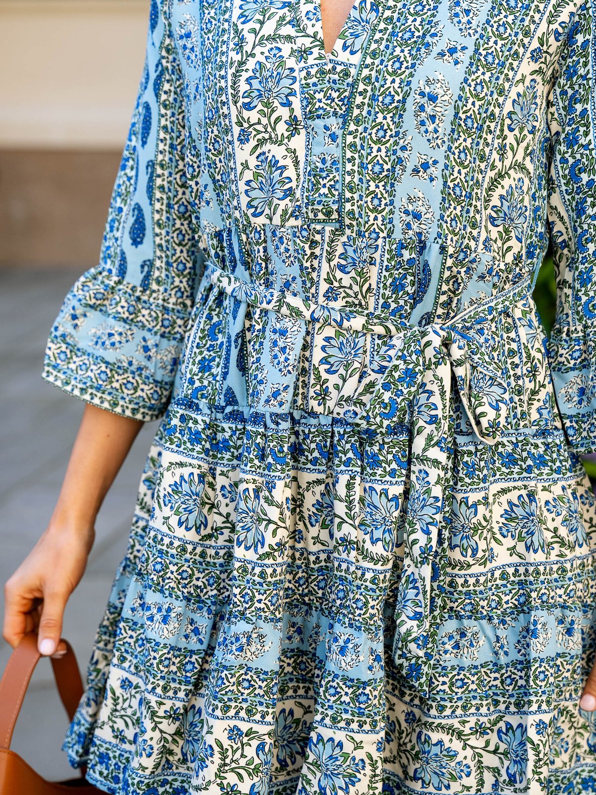 Only Sina Life 3/4 Short Dress Cloud Dancer Sina Paisley