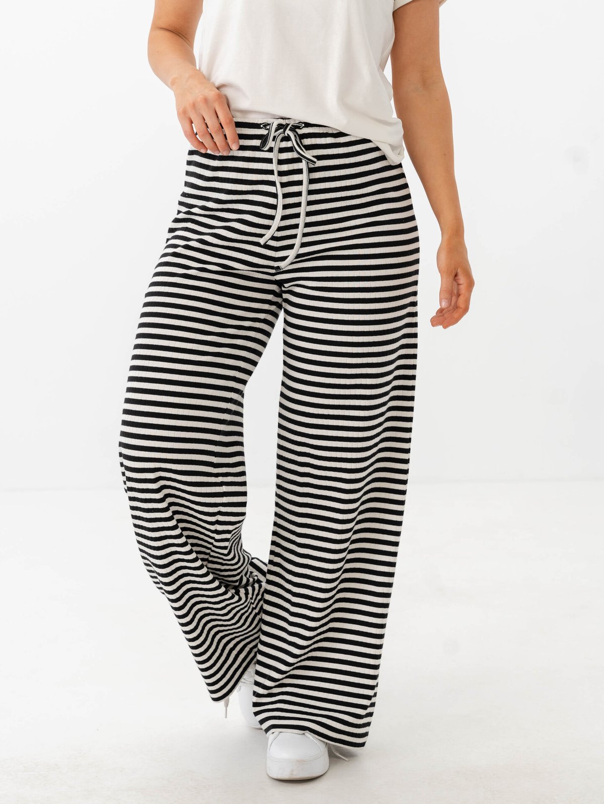 Only Aida Striped Pants Black White