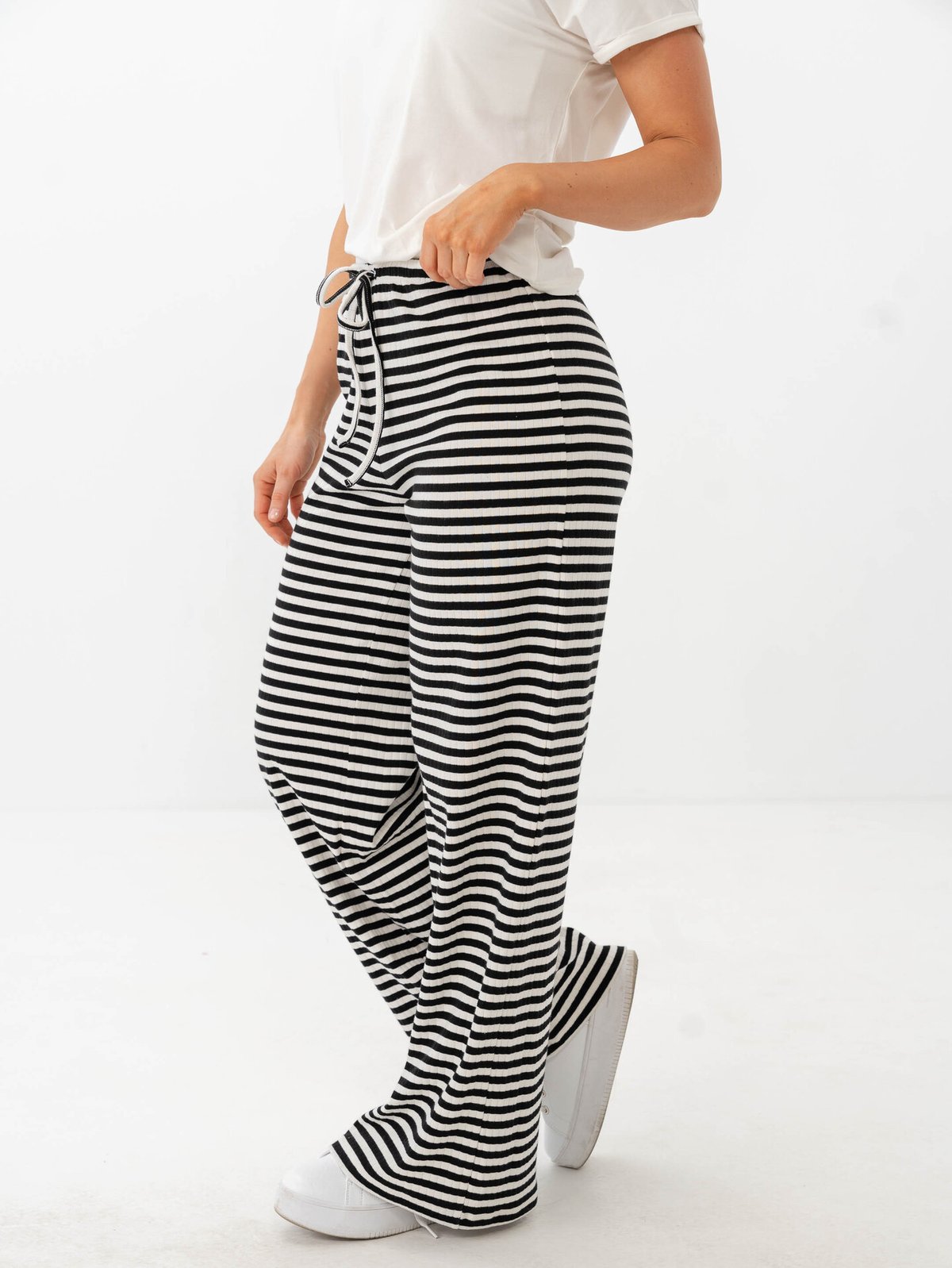 Only Aida Striped Pants Black White