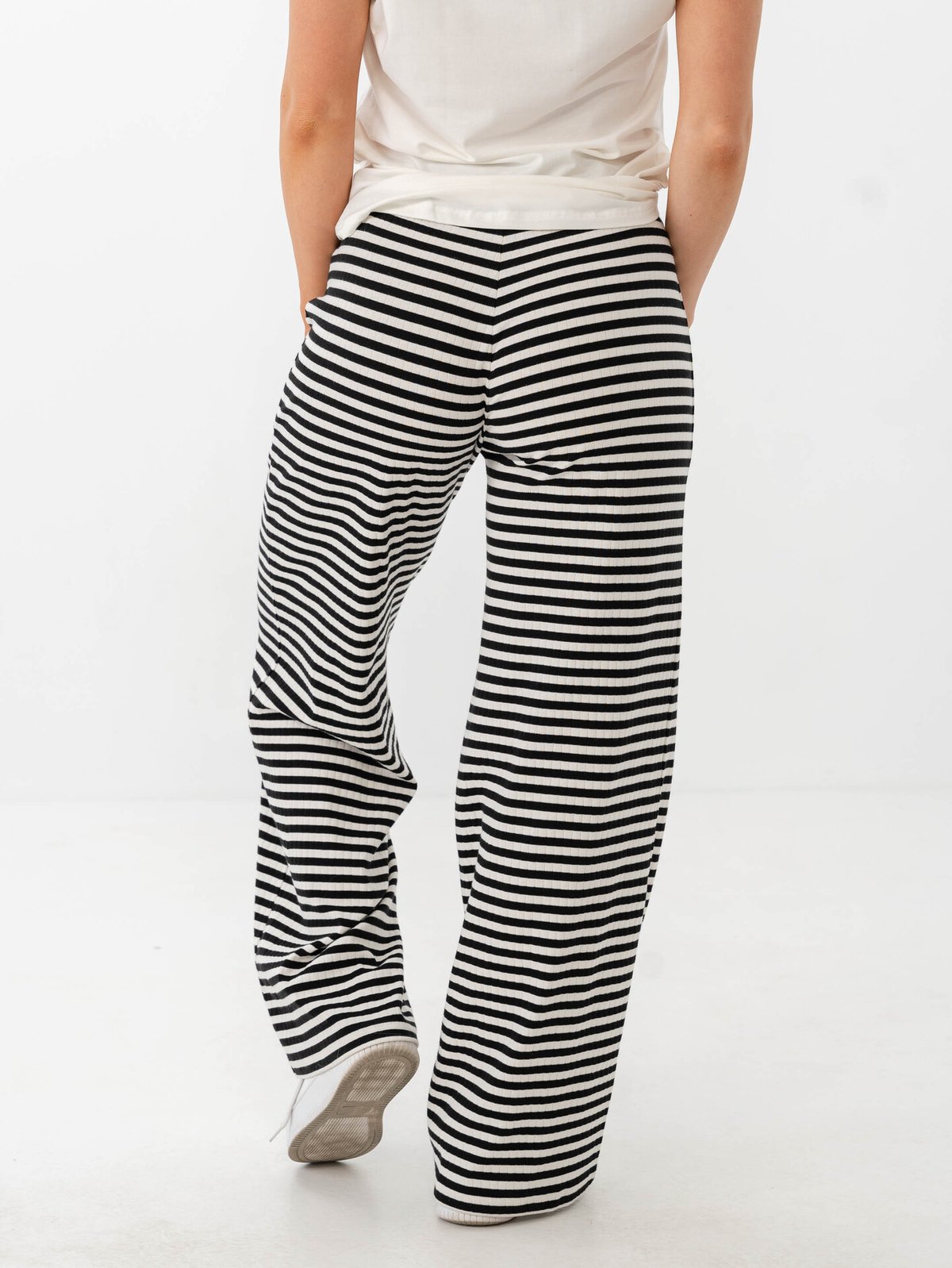 Only Aida Striped Pants Black White
