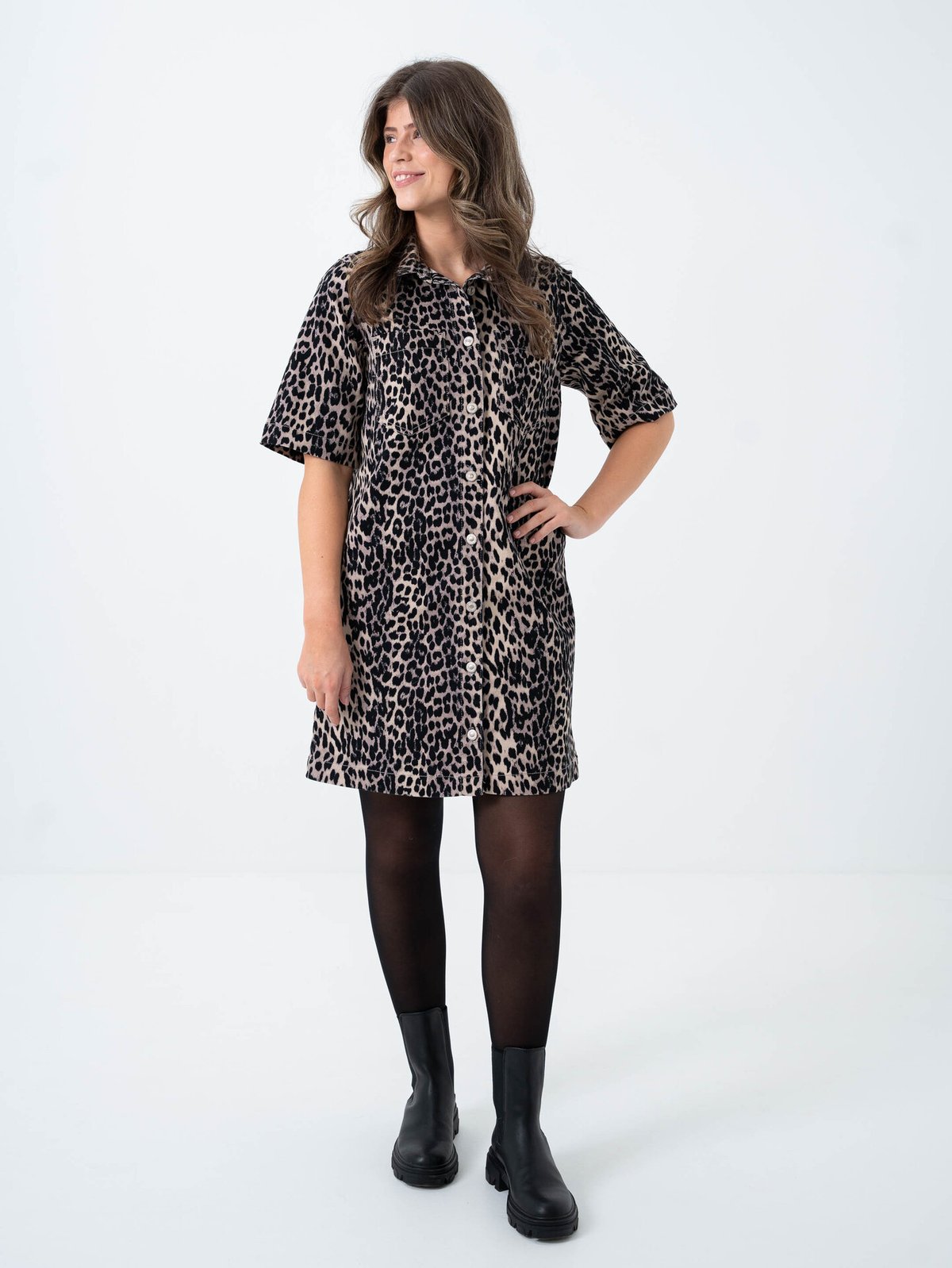 Only Anlie Short Sleeve Dress Black Leo