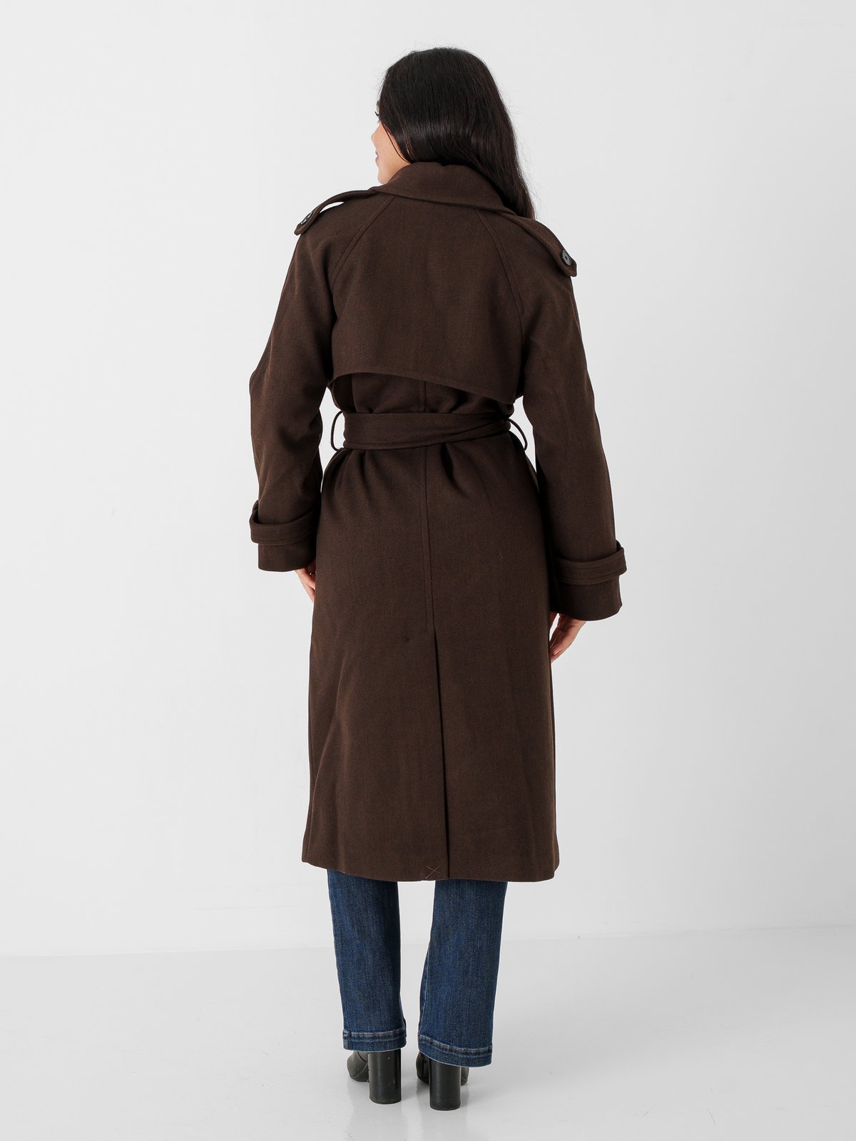 Only Dear-Trillion Long Belt Coat Chocolate Brown MELANGE