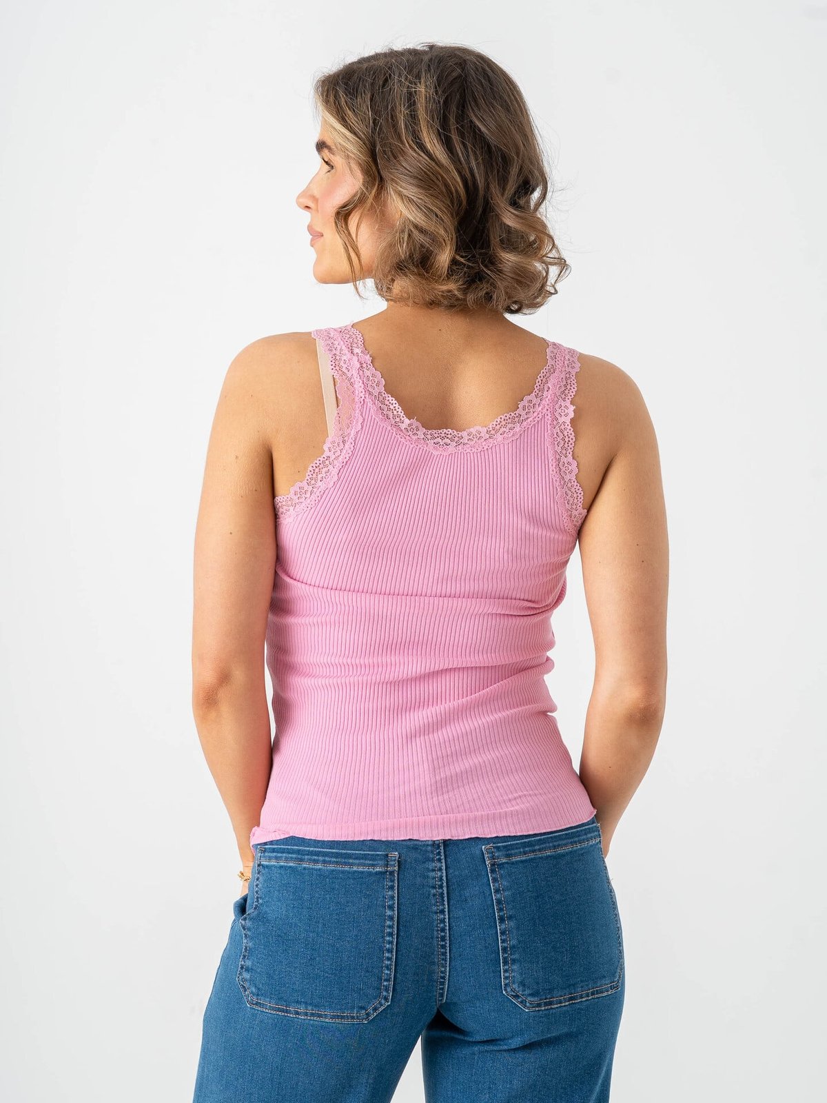 Only Sara Sharai Lace Tank Top Begonia Pink