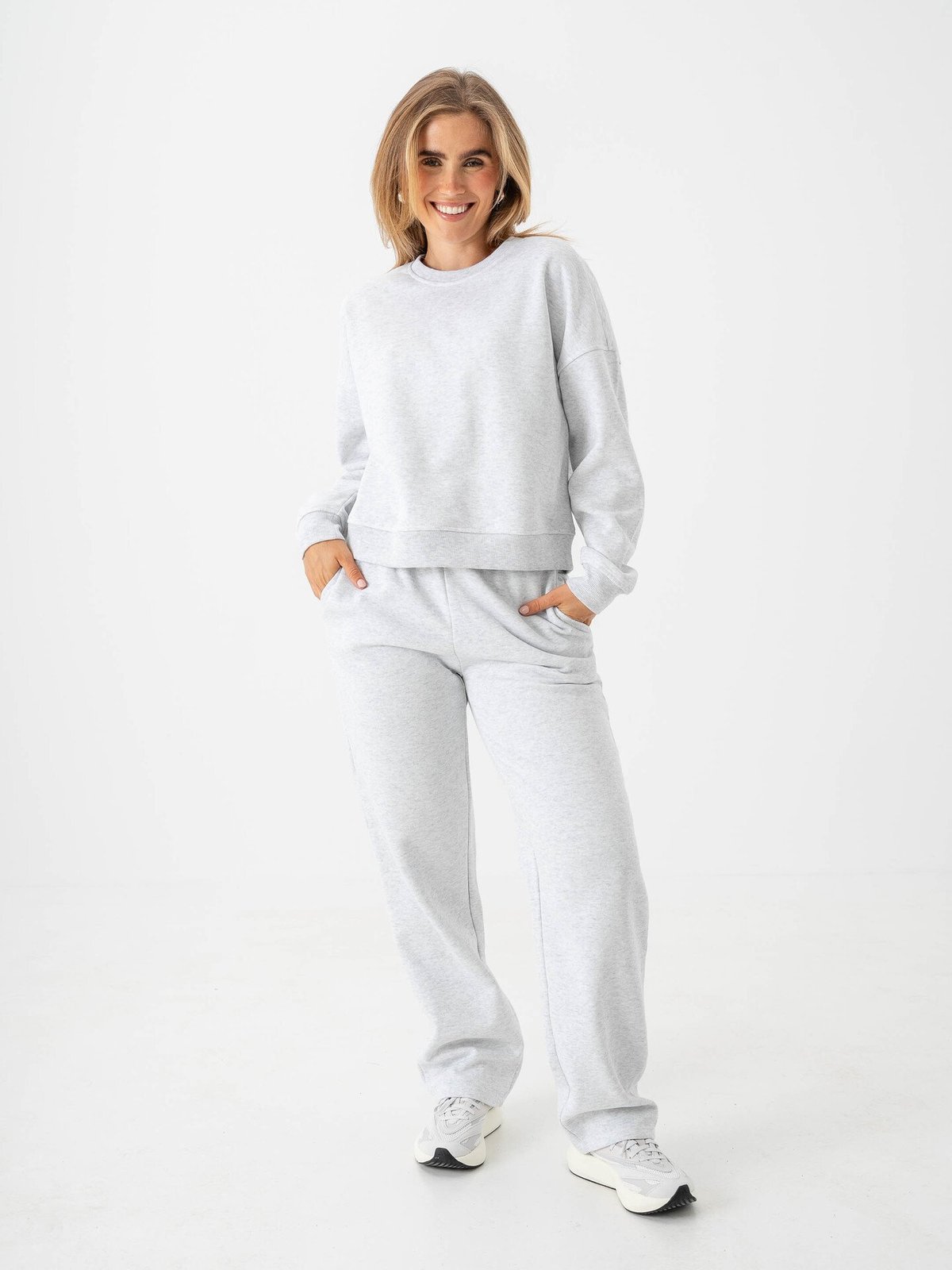 Only Daze Long Sleeve Crew Neck Sweat Light Grey Melange