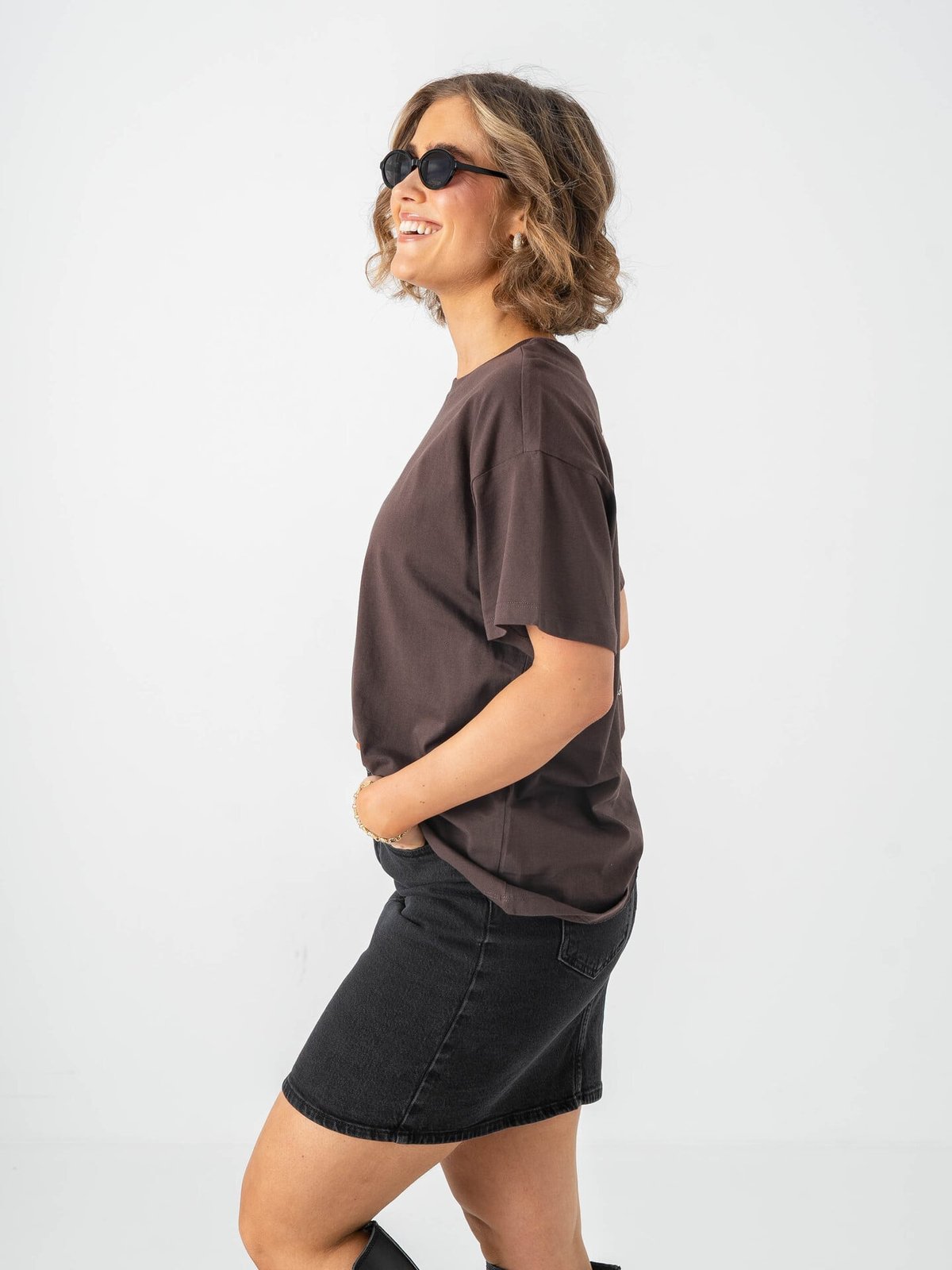 Only Vivvi Short Sleeve Lovely Top Seal Brown