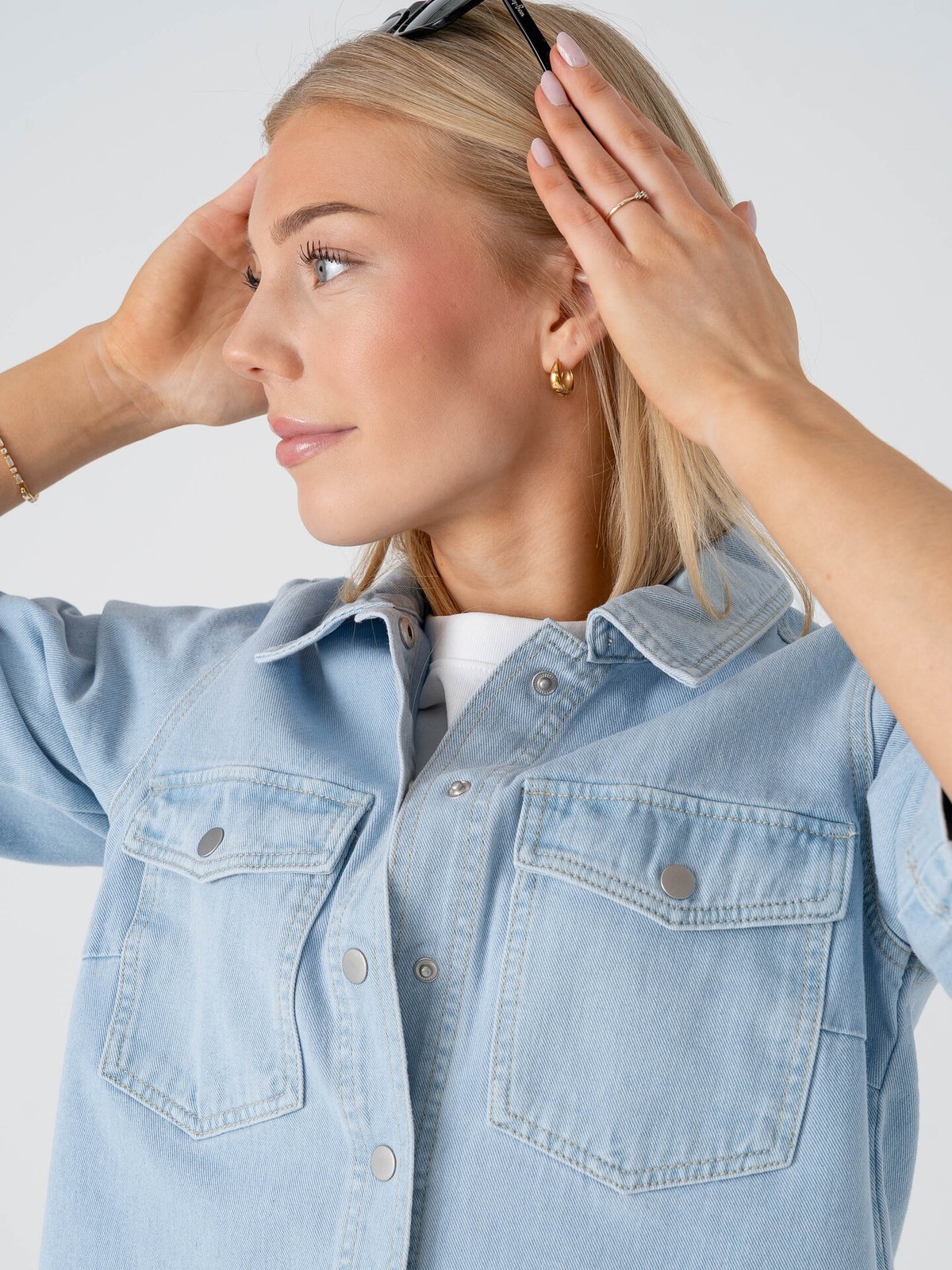 Only Belle Short Sleeve Shirt Denim Light Blue Denim
