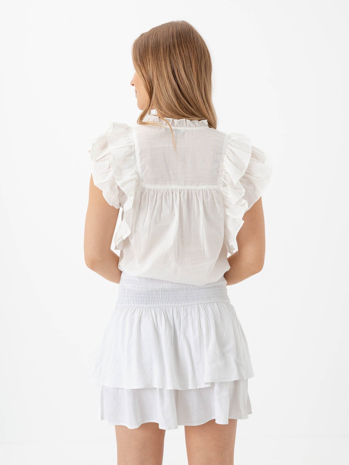 Only Sunny Capsl Frill Top Cloud Dancer