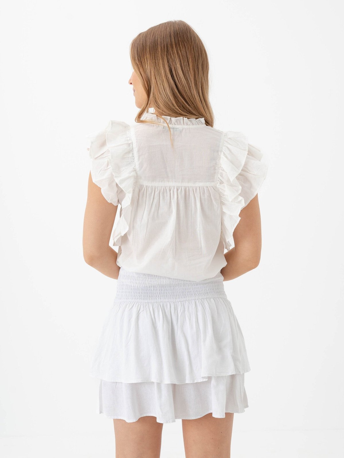 Only Sunny Capsl Frill Top Cloud Dancer