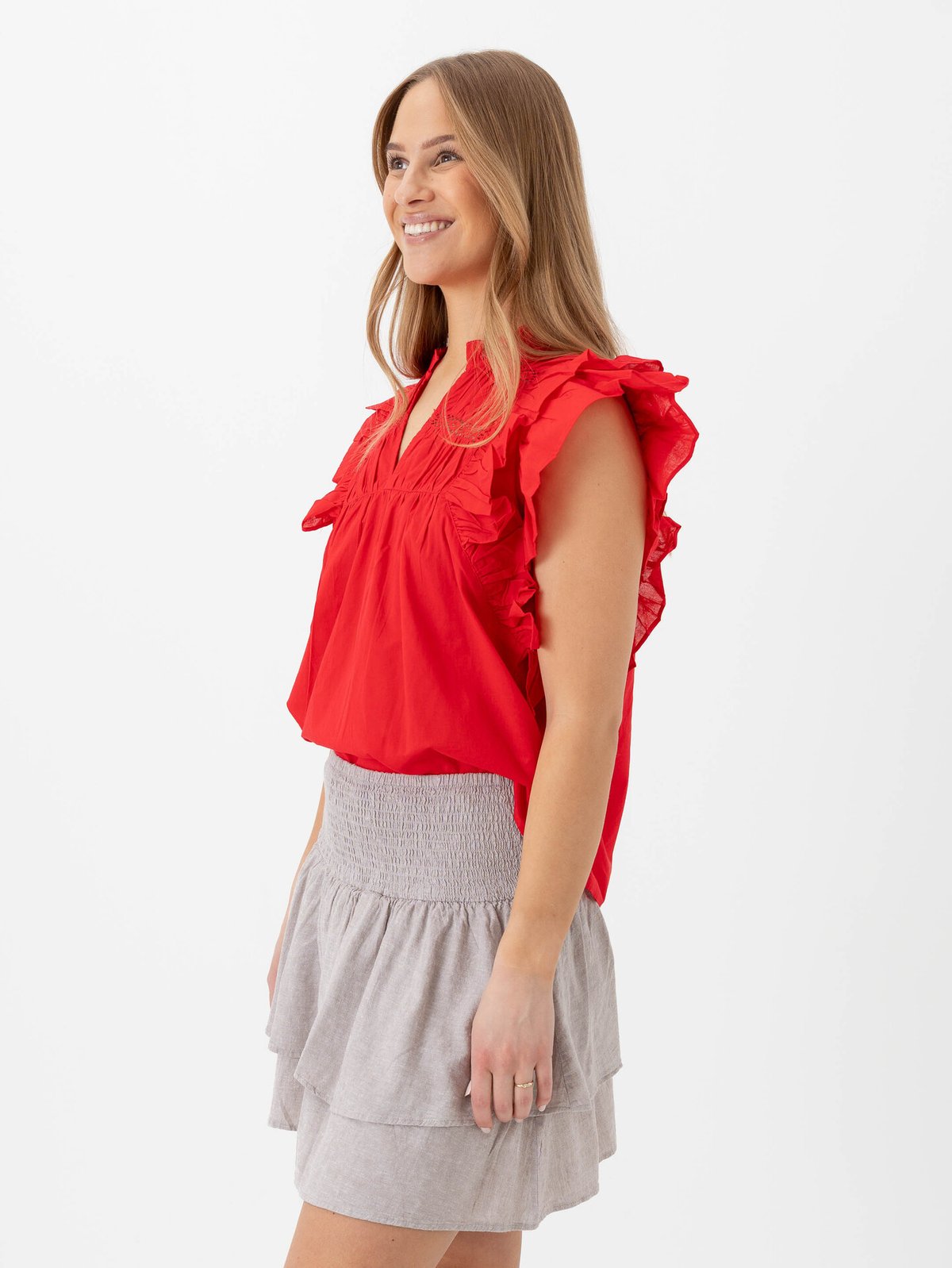 Only Sunny Capsl Frill Top High Risk Red