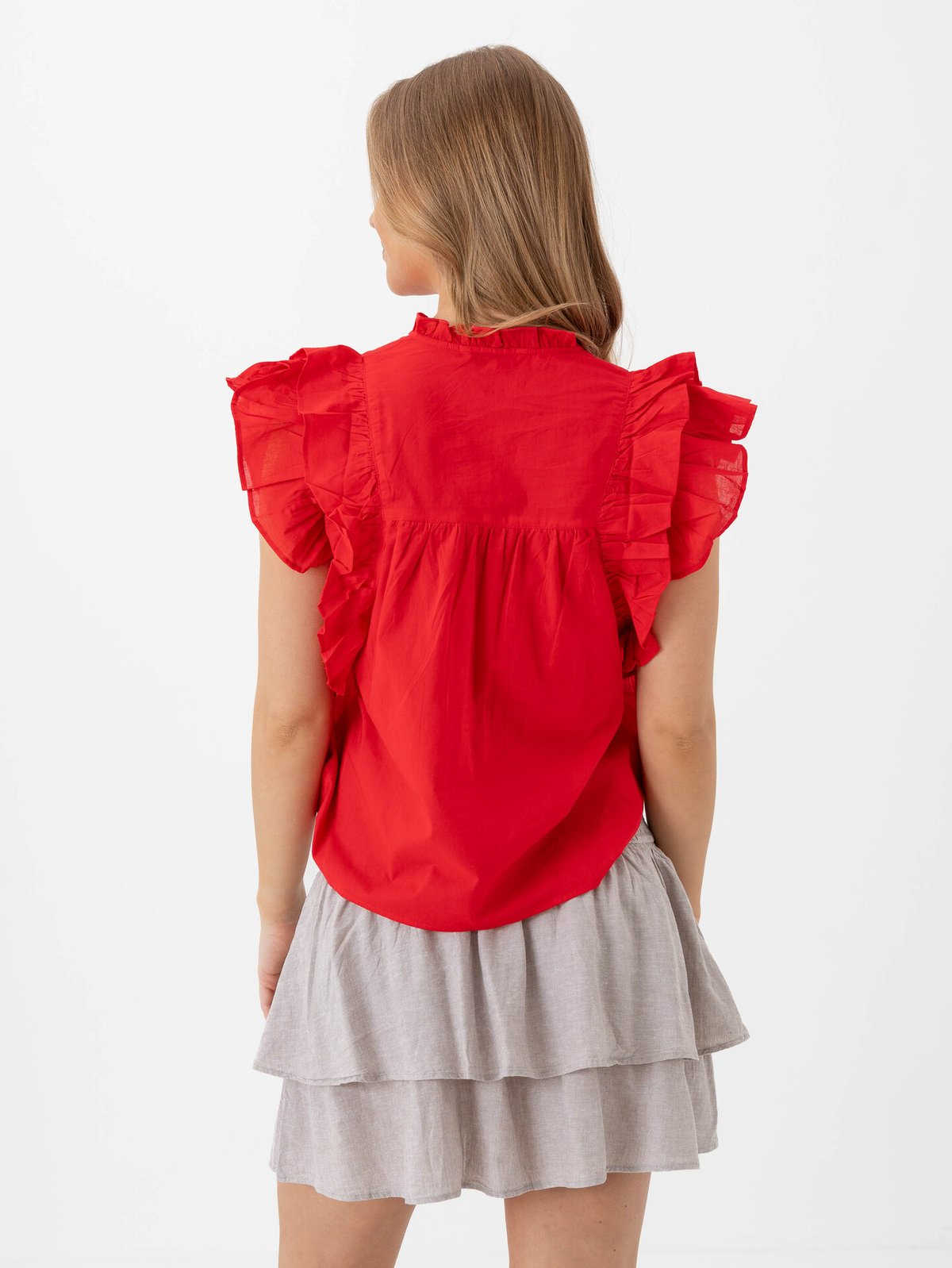 Only Sunny Capsl Frill Top High Risk Red