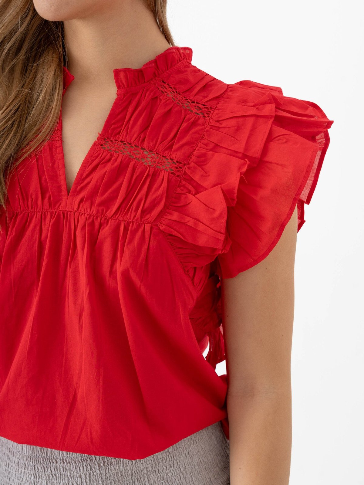 Only Sunny Capsl Frill Top High Risk Red